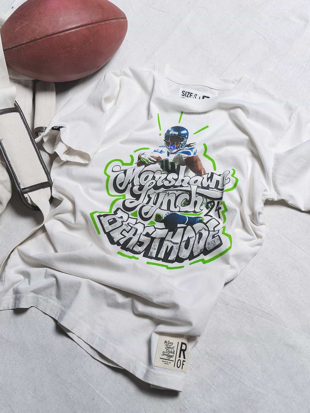 Marshawn Lynch Beastmode White Tee - Roots of Fight Canada