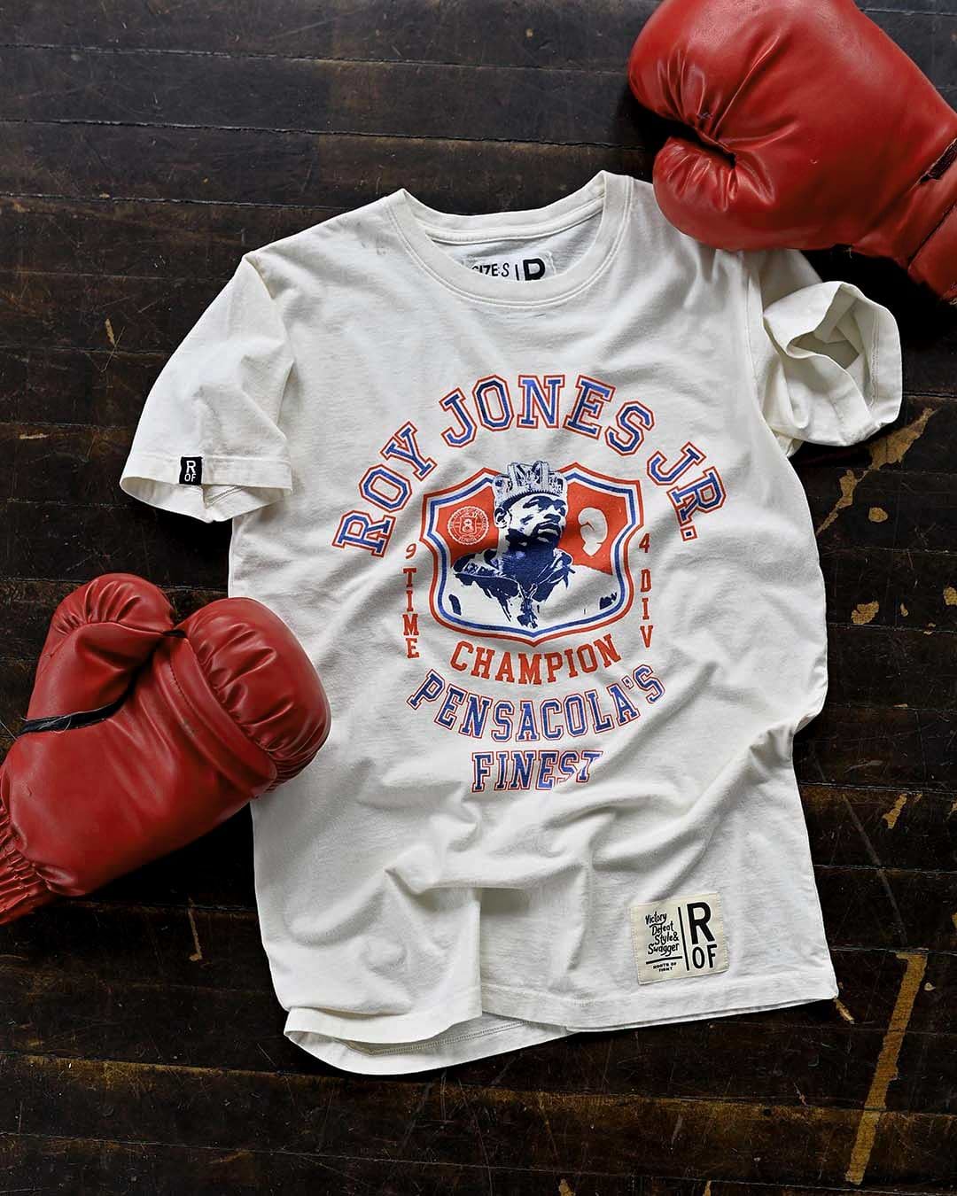 Roy Jones Jr. 9x Champ White Tee - Roots of Fight Canada