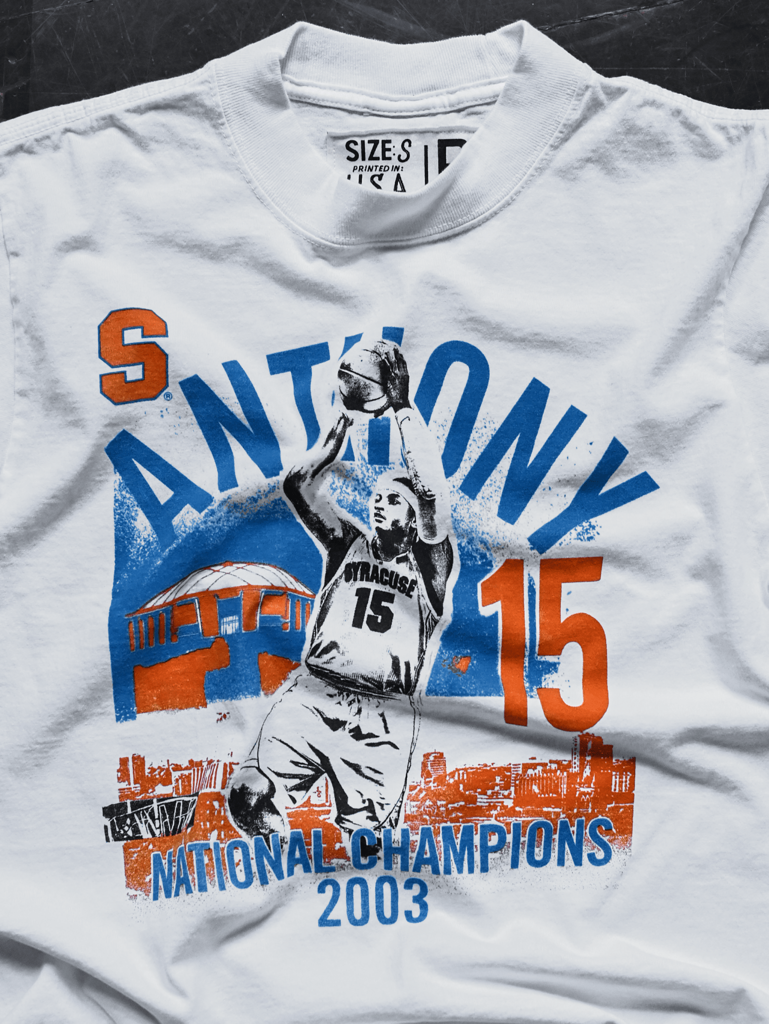 SYR - Carmelo Anthony '03 Champs White Heavyweight Tee - Roots of Fight Canada
