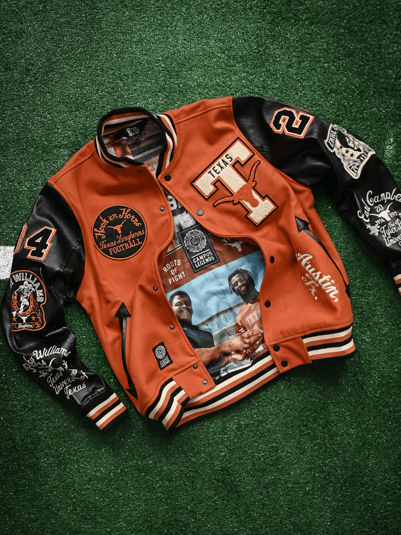 UT - Ricky Williams x Earl Campbell Varsity Jacket - Roots of Fight Canada