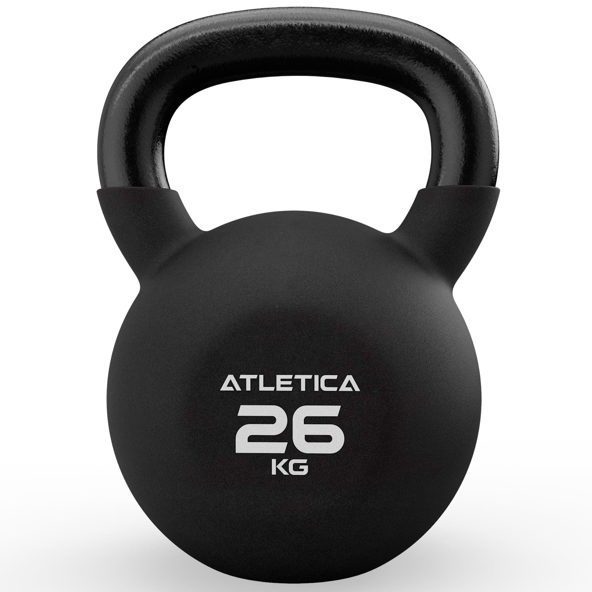 Kettlebell, Neopren Ummantelt, doppelt beschichtet, TÜV geprüft auf Schadstoffe, 26kg, in schwarz, für ein Fitnesstraining