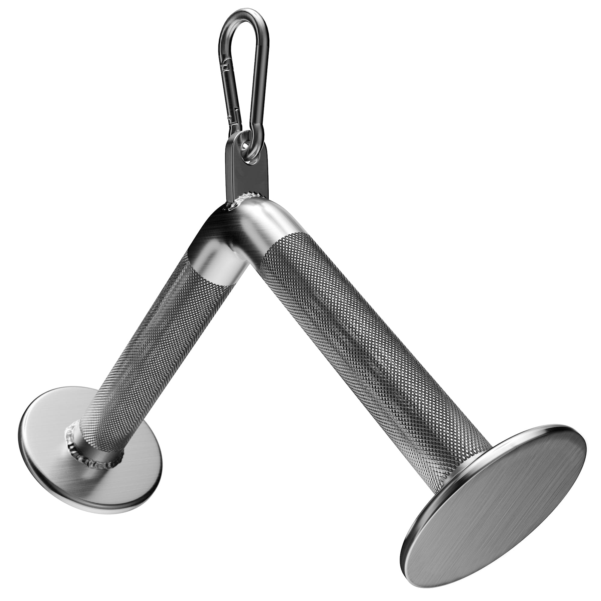 Trizeps-Griff V-Griff: verchromter Vollstahl mit angeschweißtem Flansch zur Verhinderung eines Abrutschens, hochbelastbar, für Fitnesstraining