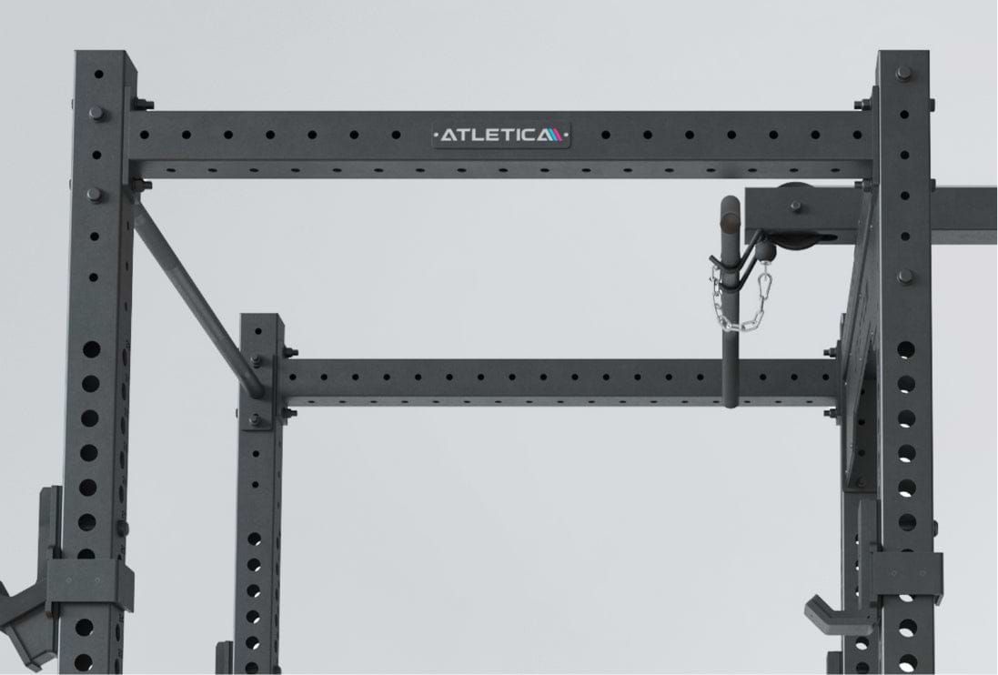 R8 Blaster Power Rack: Verstärkte Crossbar und Latzug-Gegengewicht