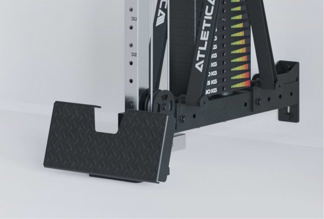 justierbare Fußstütze und Steckgewichte