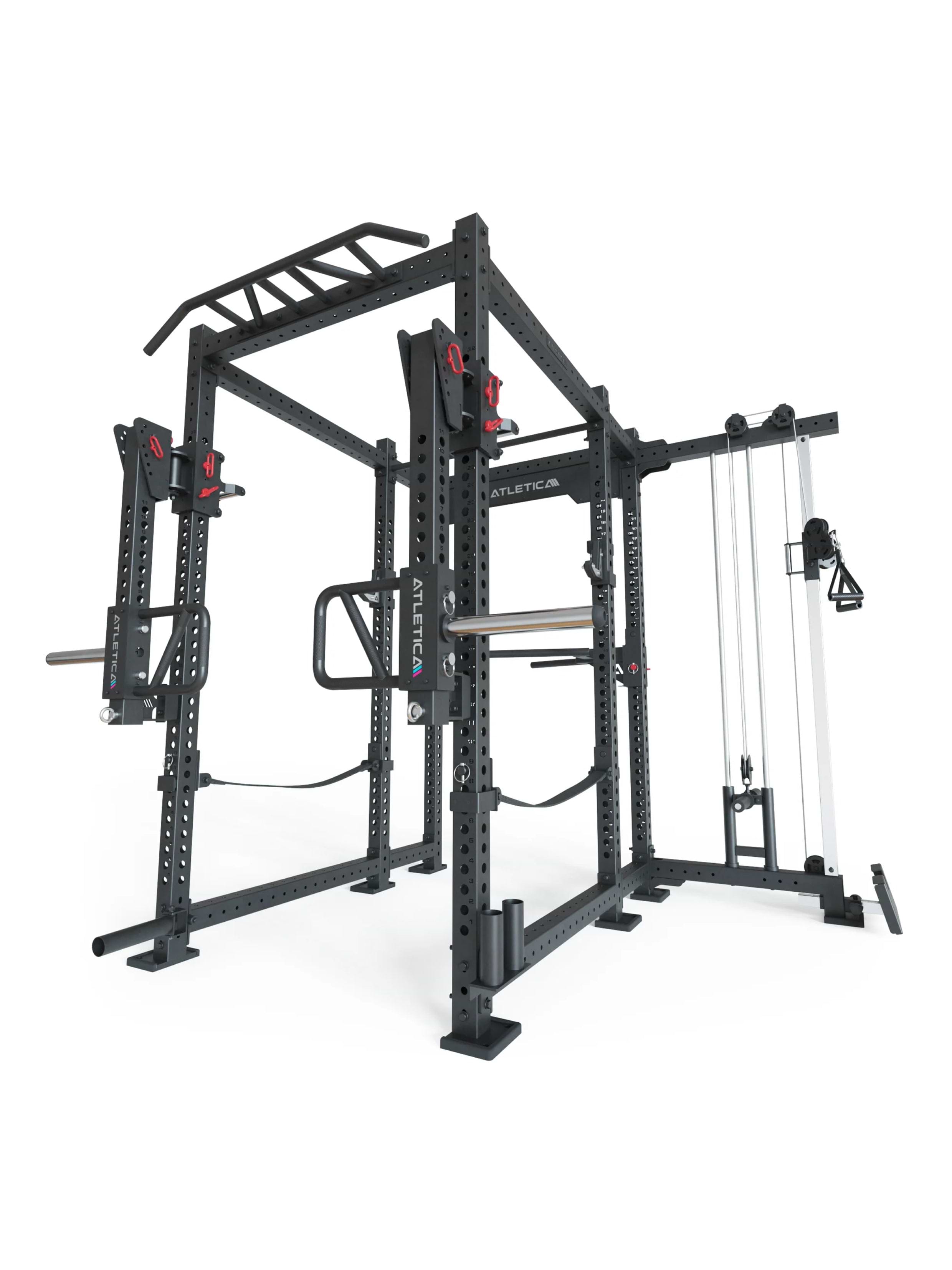 Power Rack R8-Sentinel: Plate Loaded Cable Rack mit Jammer Arms, J-Hooks, Safety Straps, Dip-Station, Logo Plate, 2 Pull-Up Bars, Landmine & Bar Holder