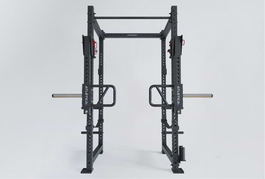R8 Slate Power Rack mit Jammer Arms, Bar Holders, und Weight Pins