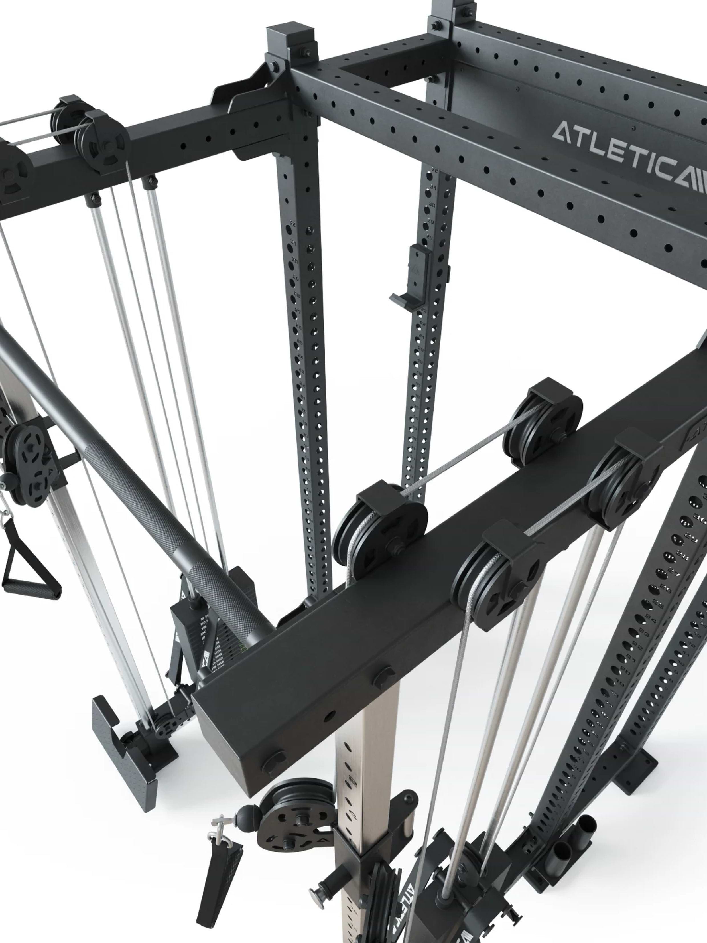 Half Rack R8-Duality Pro Shallow: 2x90 kg Steckgewicht | Pull-Up Bar, J-Cups, Logo Plate, Bar Holder
