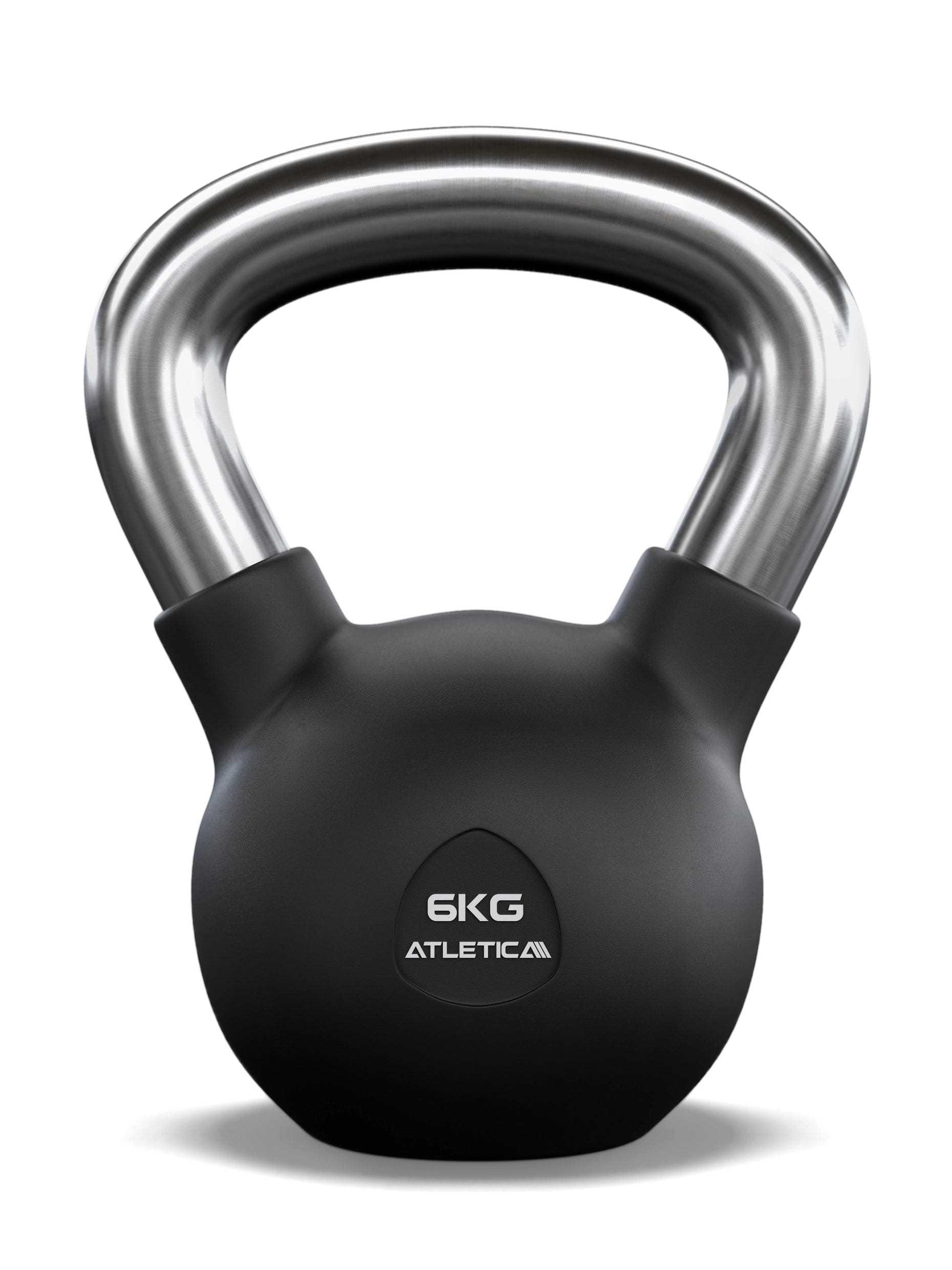 Gummierte Kugelhantel mit mattem Chromgriff | Hochwertige Stahllegierung | Studioqualität I Dezentes Logo | Funktionelles Ganzkörpertraining