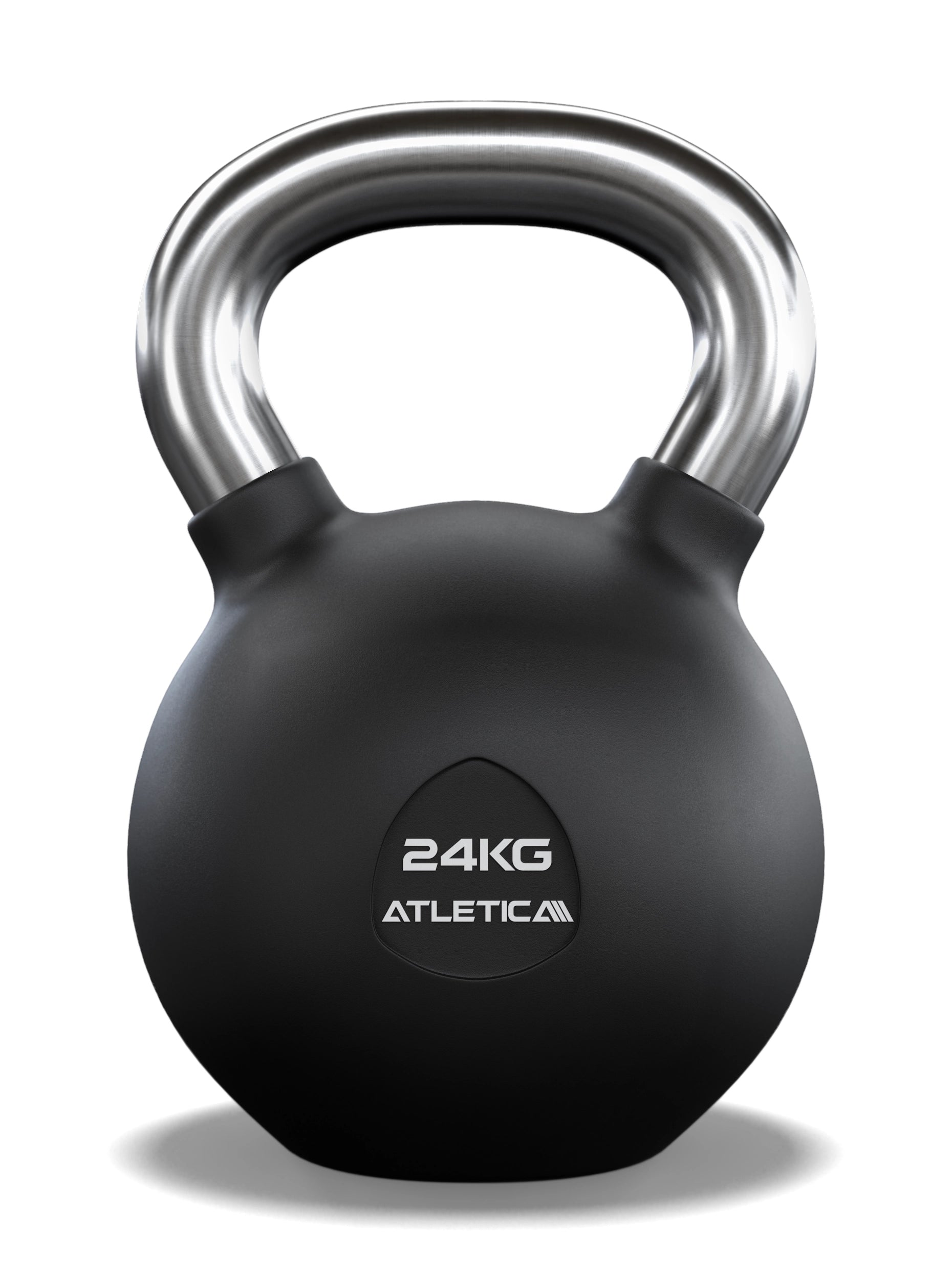 Gummierte Kugelhantel mit mattem Chromgriff | Hochwertige Stahllegierung | Studioqualität I Dezentes Logo | Funktionelles Ganzkörpertraining