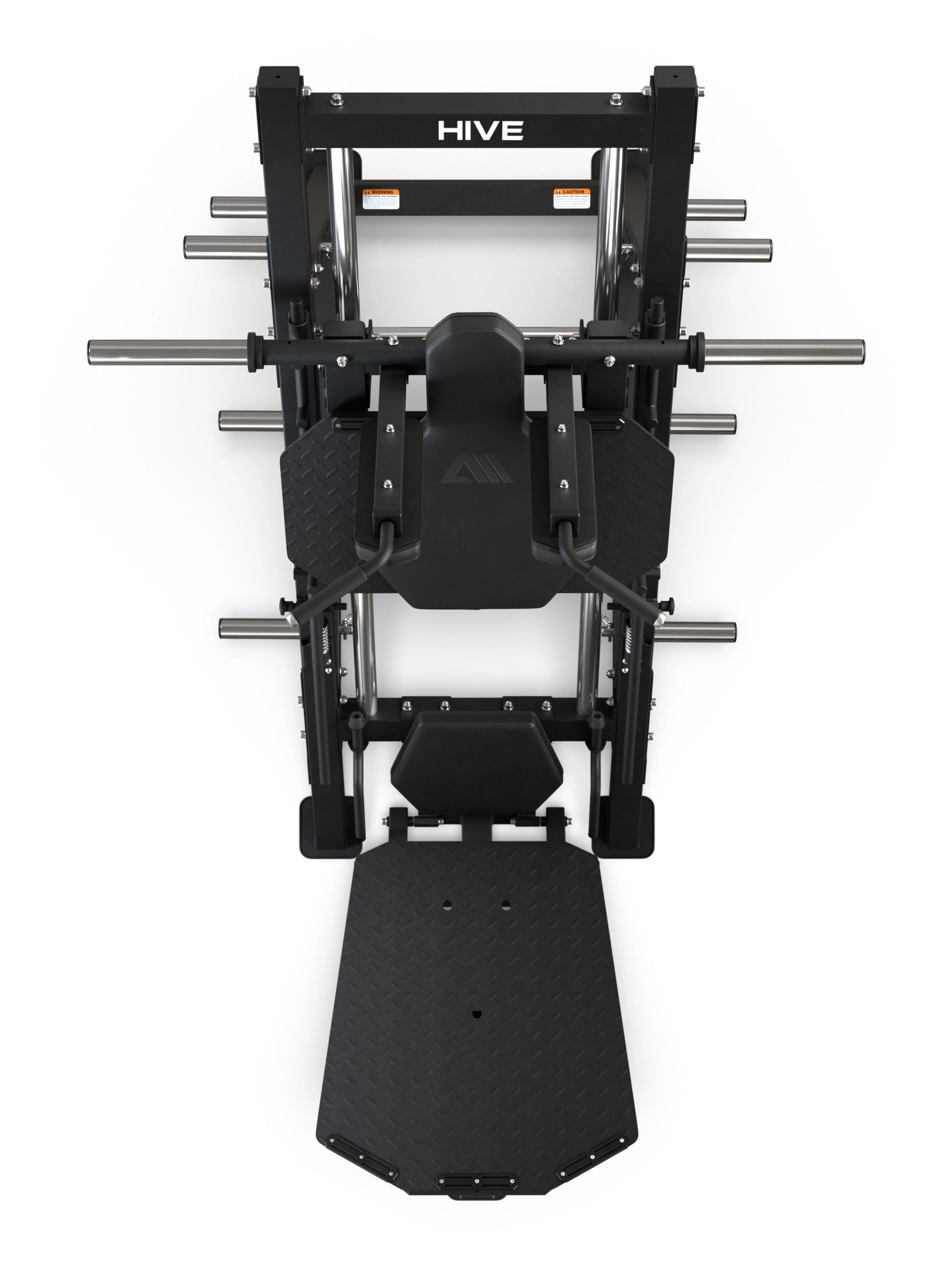 HIVE Beinpresse und Hackenschmidt Maschine: 8-fach gelagerte Schlittenführung