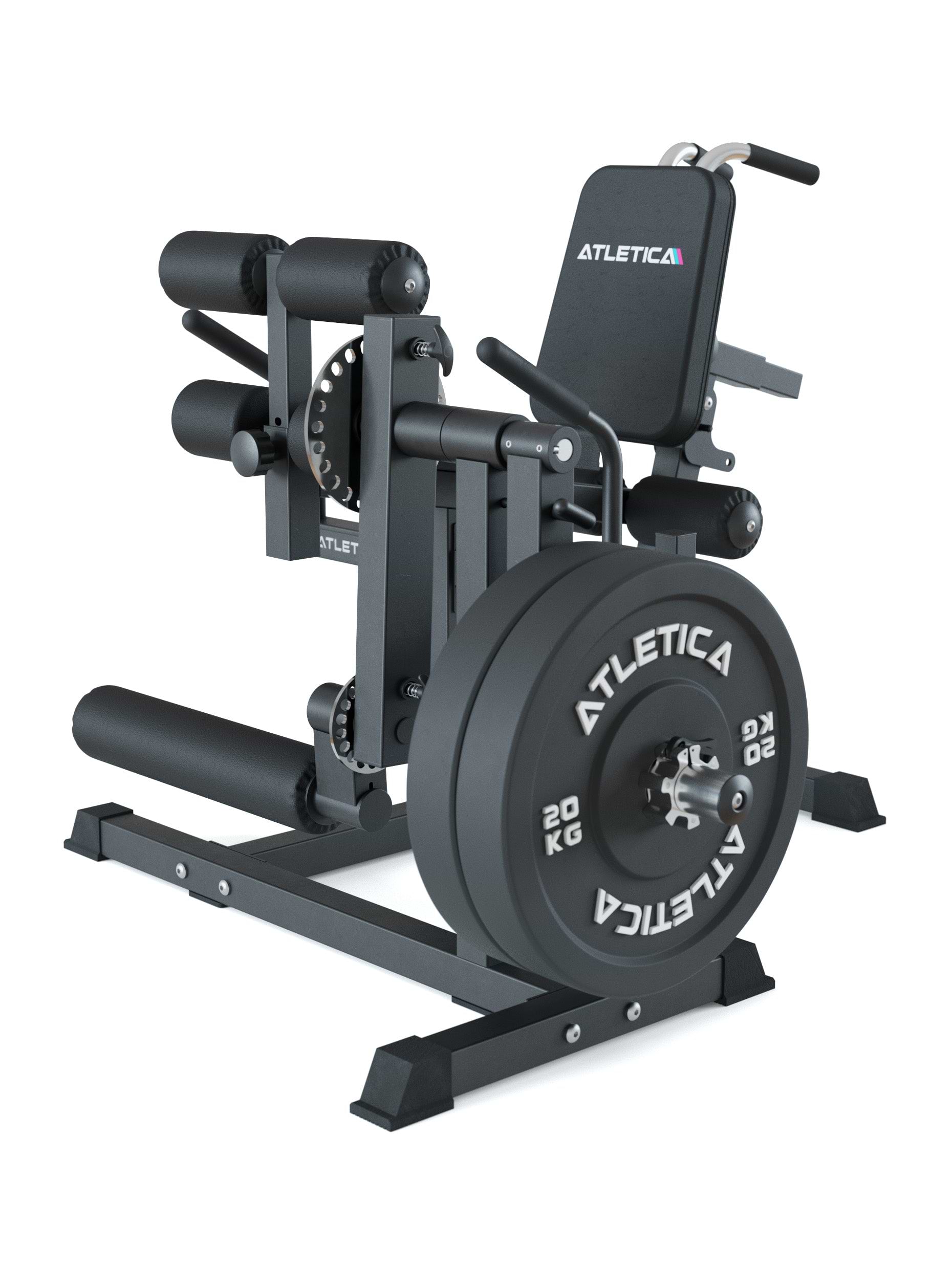ATLETICA Fullbody Multitrainer: Beinstrecker und Beinbeuger mit Hantelscheiben