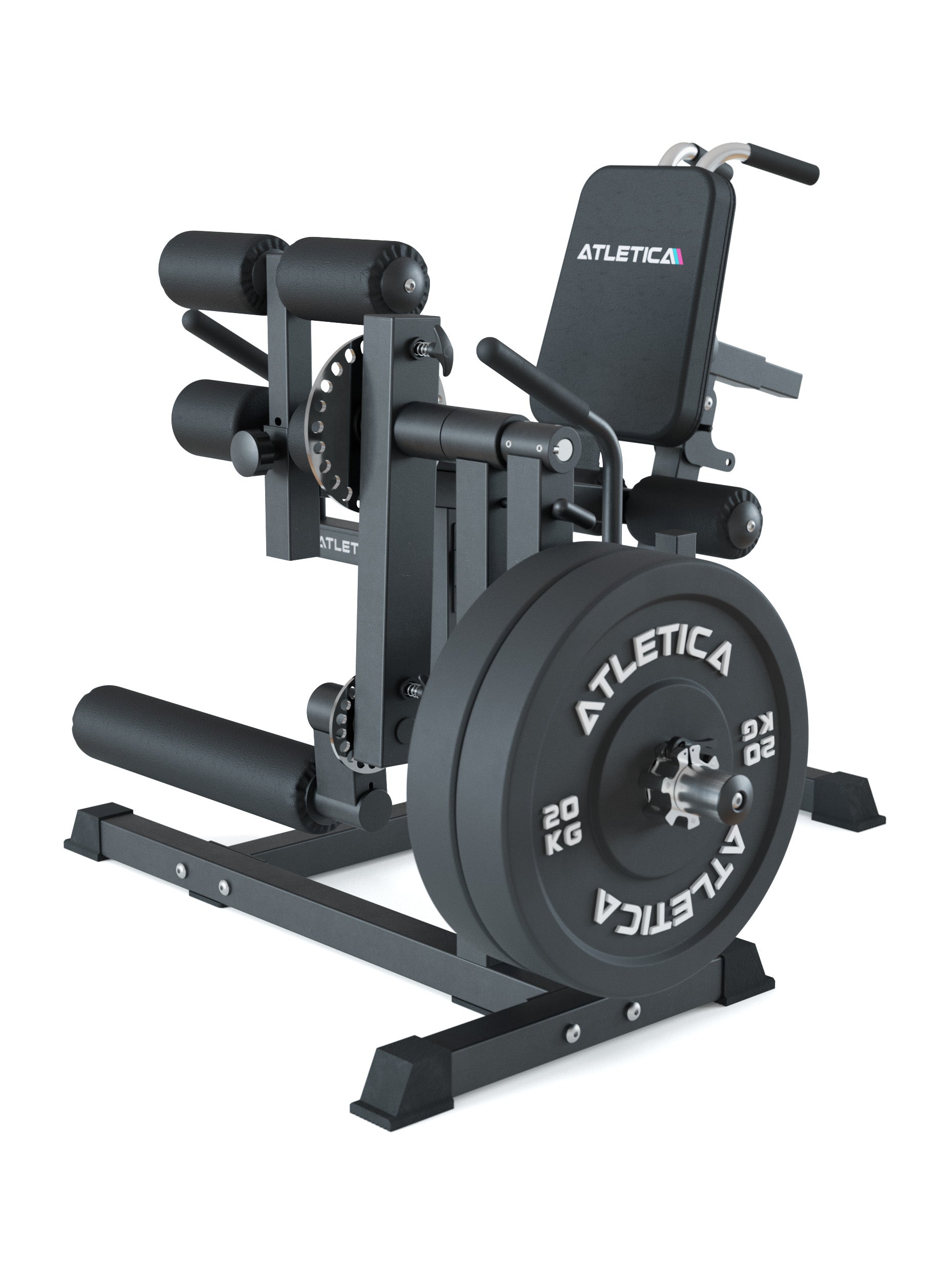 ATLETICA Fullbody Multitrainer: Beinstrecker und Beinbeuger mit Hantelscheiben