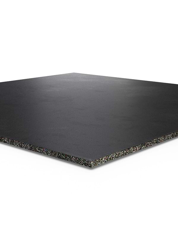 ATLETICA 1 m² SolidProtect 15 mm vloerbeschermingsmat met zwart fijne-granulaat-oppervlak en meerlaagse opbouw