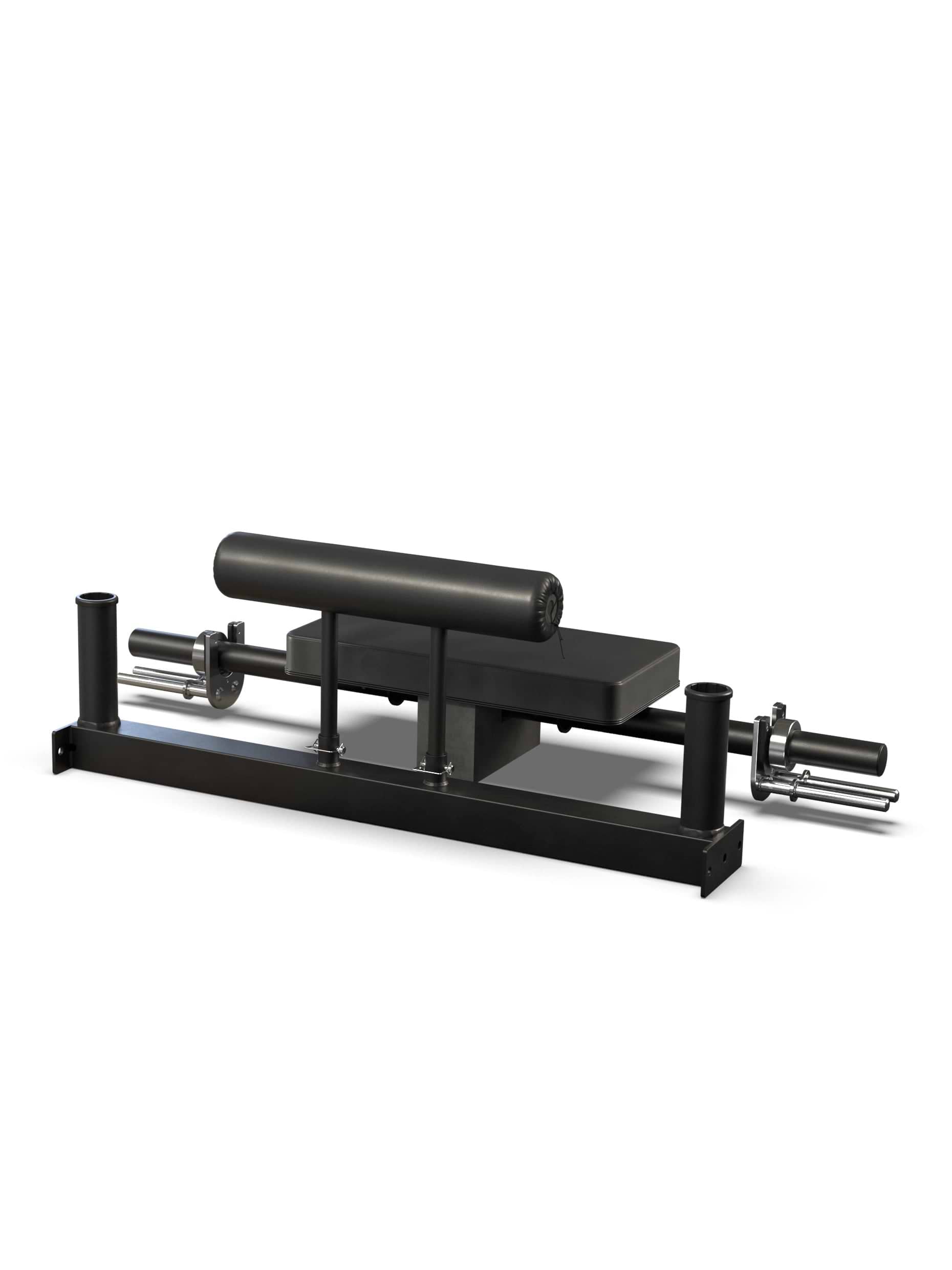 ATLETICA Hip Thrust Attachment – gepolsterte Sitzfläche, Legroller und seitliche Hantelaufnahmen in Detailansicht