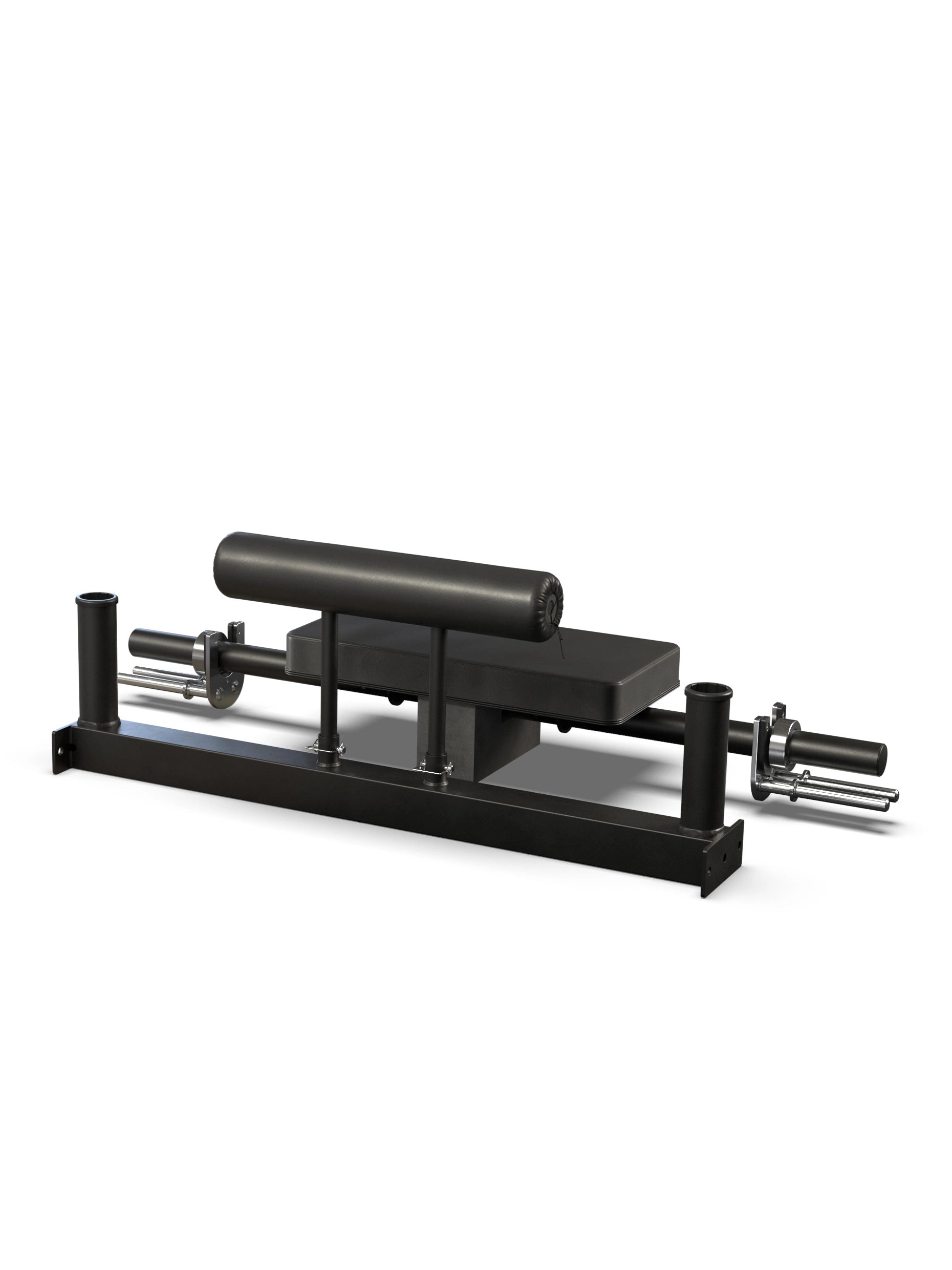 ATLETICA Hip Thrust Attachment – gepolsterte Sitzfläche, Legroller und seitliche Hantelaufnahmen in Detailansicht