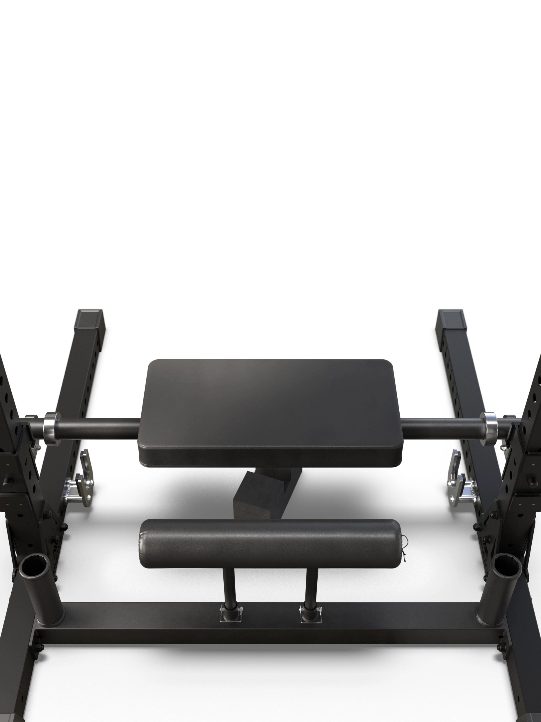 ATLETICA Hip Thrust Attachment – gepolsterte Sitzfläche, Rückenrolle und Langhantel Storage in Detailansicht