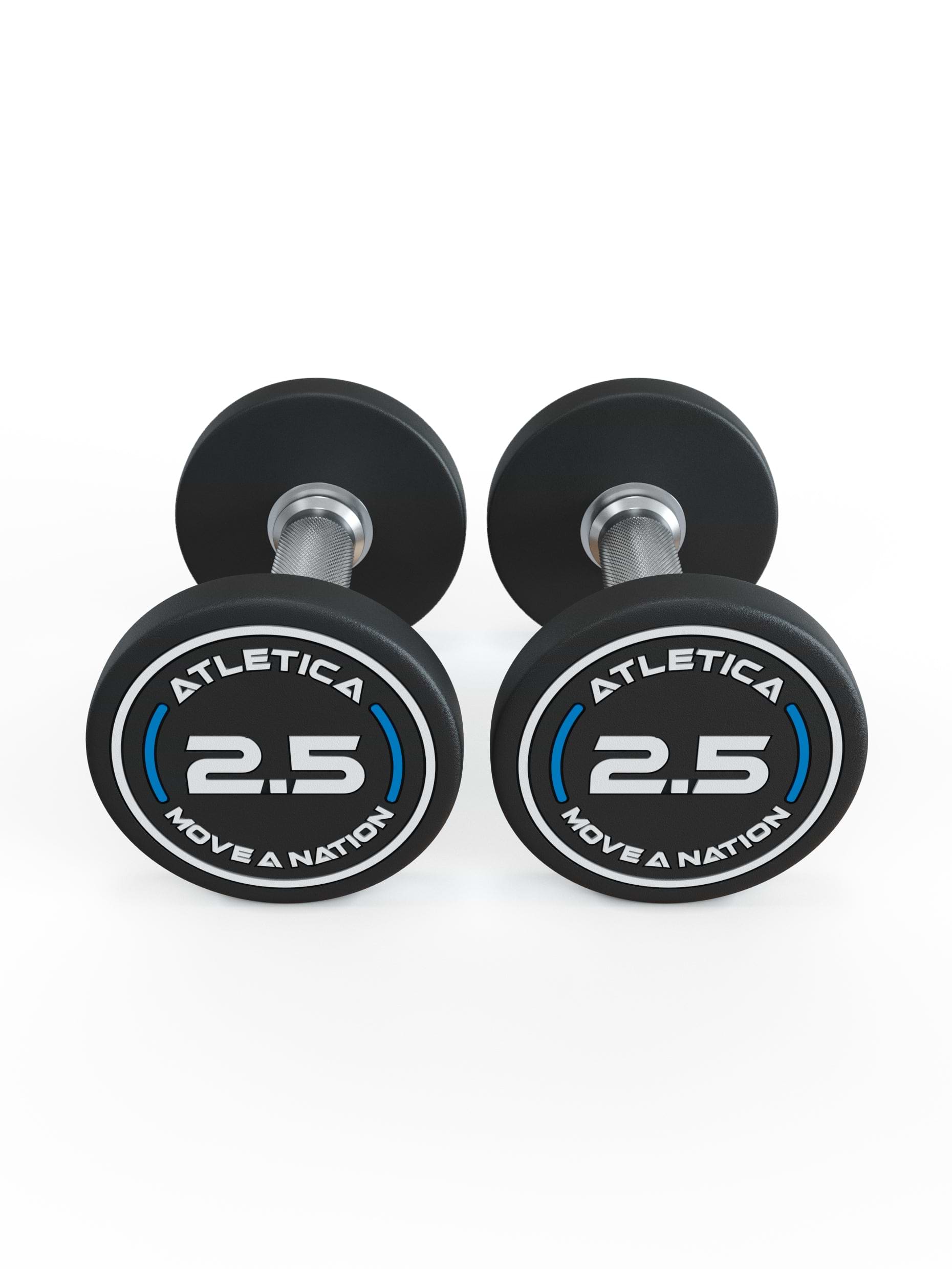 Gewichte: Rundhanteln, Polyurethan Rundhanteln (Paar)- Gerader Griff mit Hartchrom | CNC gefräster Stahlkern | Paarweise von 2.5 bis 60kg, 