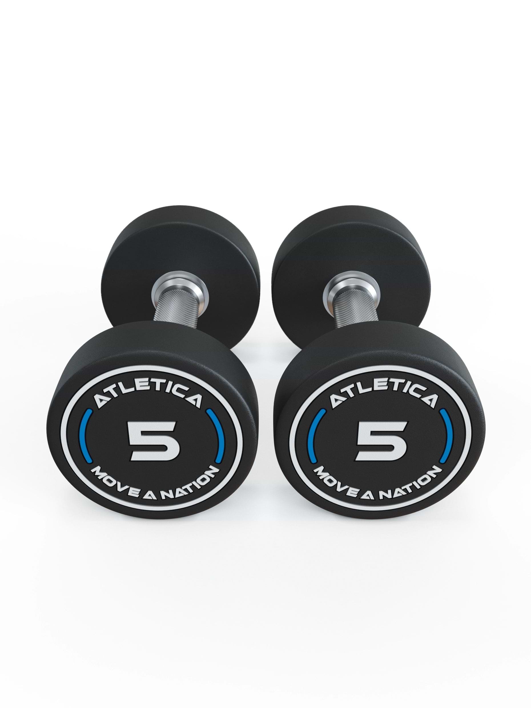 Gewichte: Rundhanteln, Polyurethan Rundhanteln (Paar)- Gerader Griff mit Hartchrom | CNC gefräster Stahlkern | Paarweise von 2.5 bis 60kg, 