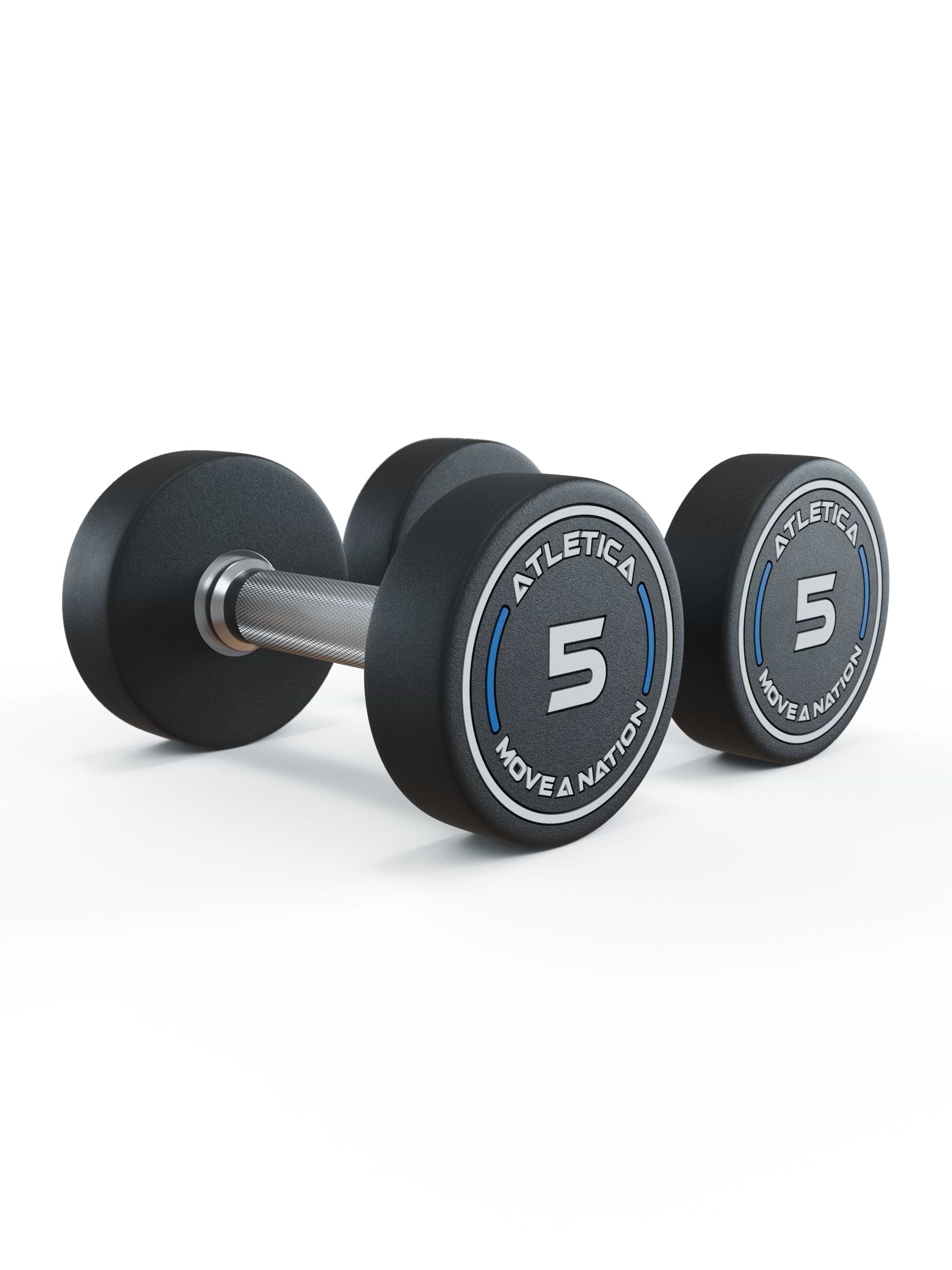 Gewichte: Rundhanteln, Polyurethan Rundhanteln (Paar)- Gerader Griff mit Hartchrom | CNC gefräster Stahlkern | Paarweise von 2.5 bis 60kg, 