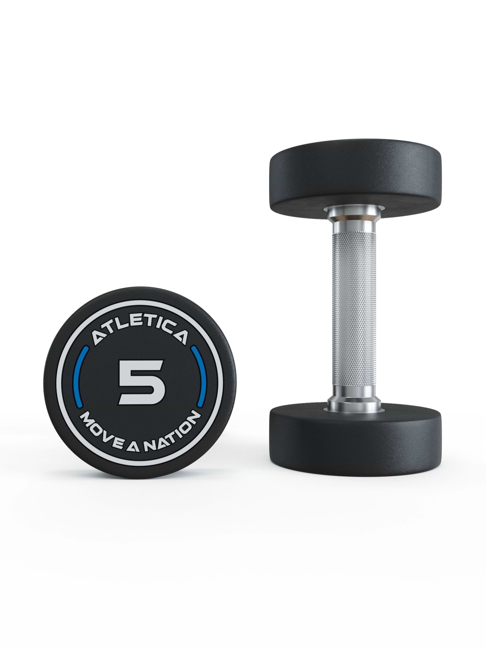 Gewichte: Rundhanteln, Polyurethan Rundhanteln (Paar)- Gerader Griff mit Hartchrom | CNC gefräster Stahlkern | Paarweise von 2.5 bis 60kg, 