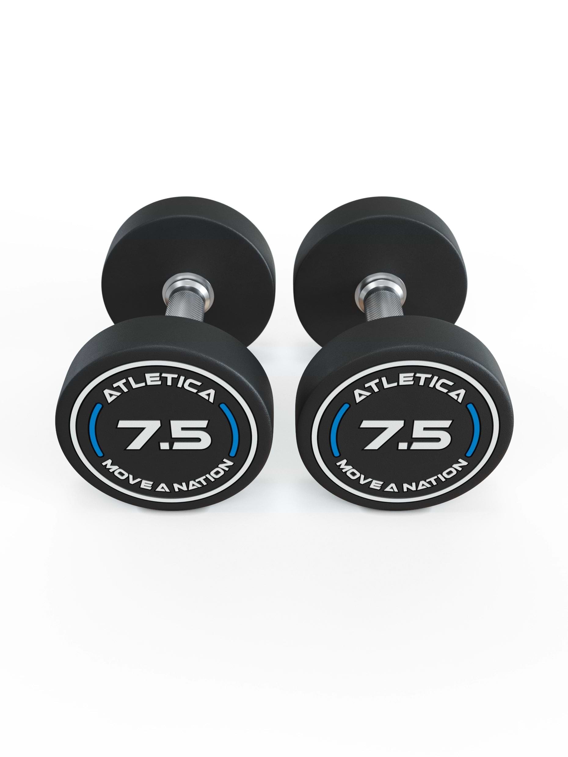 Gewichte: Rundhanteln, Polyurethan Rundhanteln (Paar)- Gerader Griff mit Hartchrom | CNC gefräster Stahlkern | Paarweise von 2.5 bis 60kg,