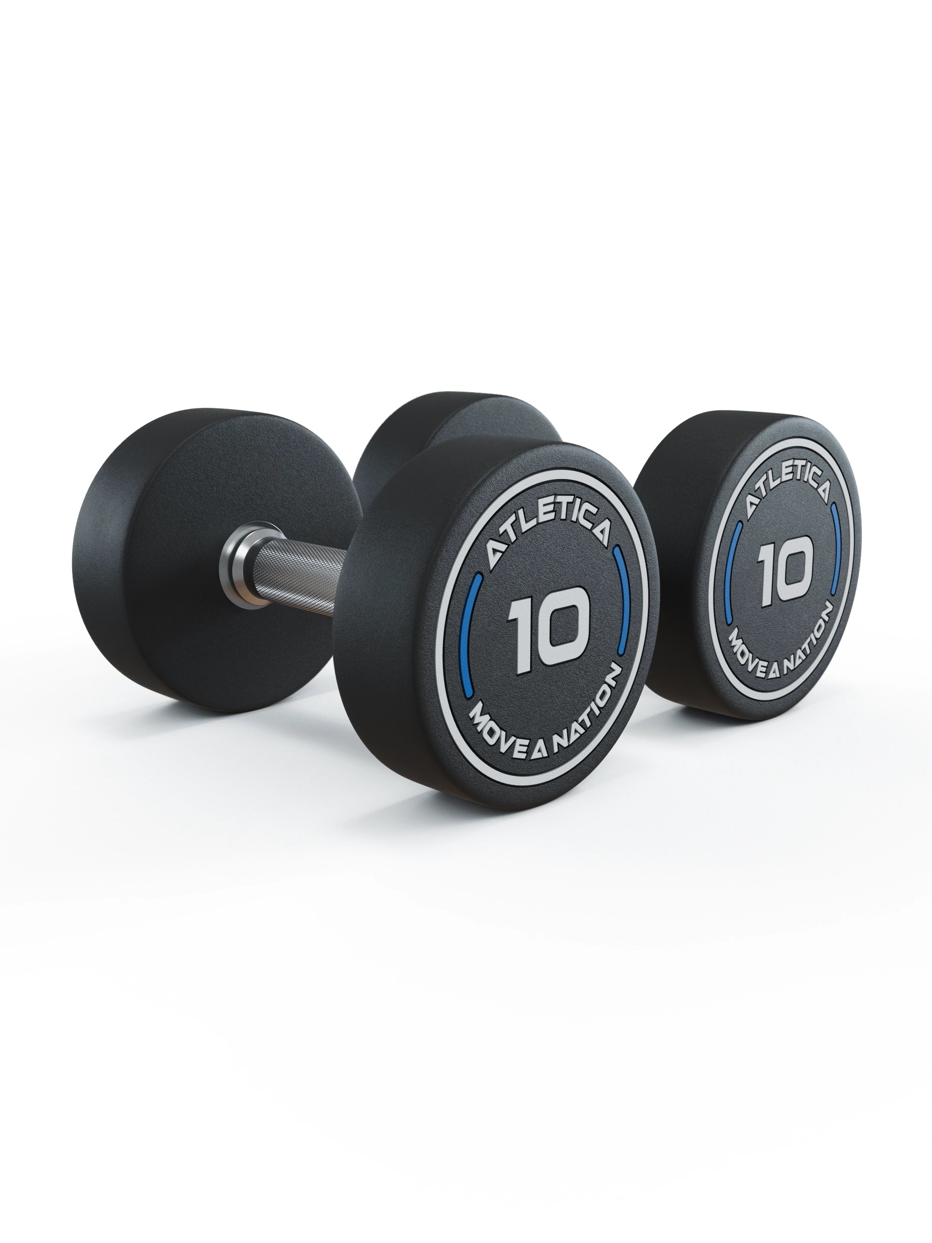 Gewichte: Rundhanteln, Polyurethan Rundhanteln (Paar)- Gerader Griff mit Hartchrom | CNC gefräster Stahlkern | Paarweise von 2.5 bis 60kg,