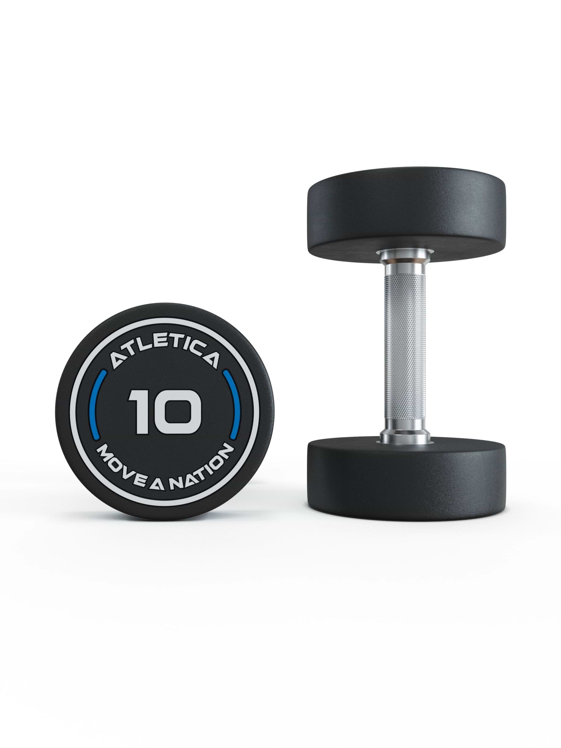 Gewichte: Rundhanteln, Polyurethan Rundhanteln (Paar)- Gerader Griff mit Hartchrom | CNC gefräster Stahlkern | Paarweise von 2.5 bis 60kg,