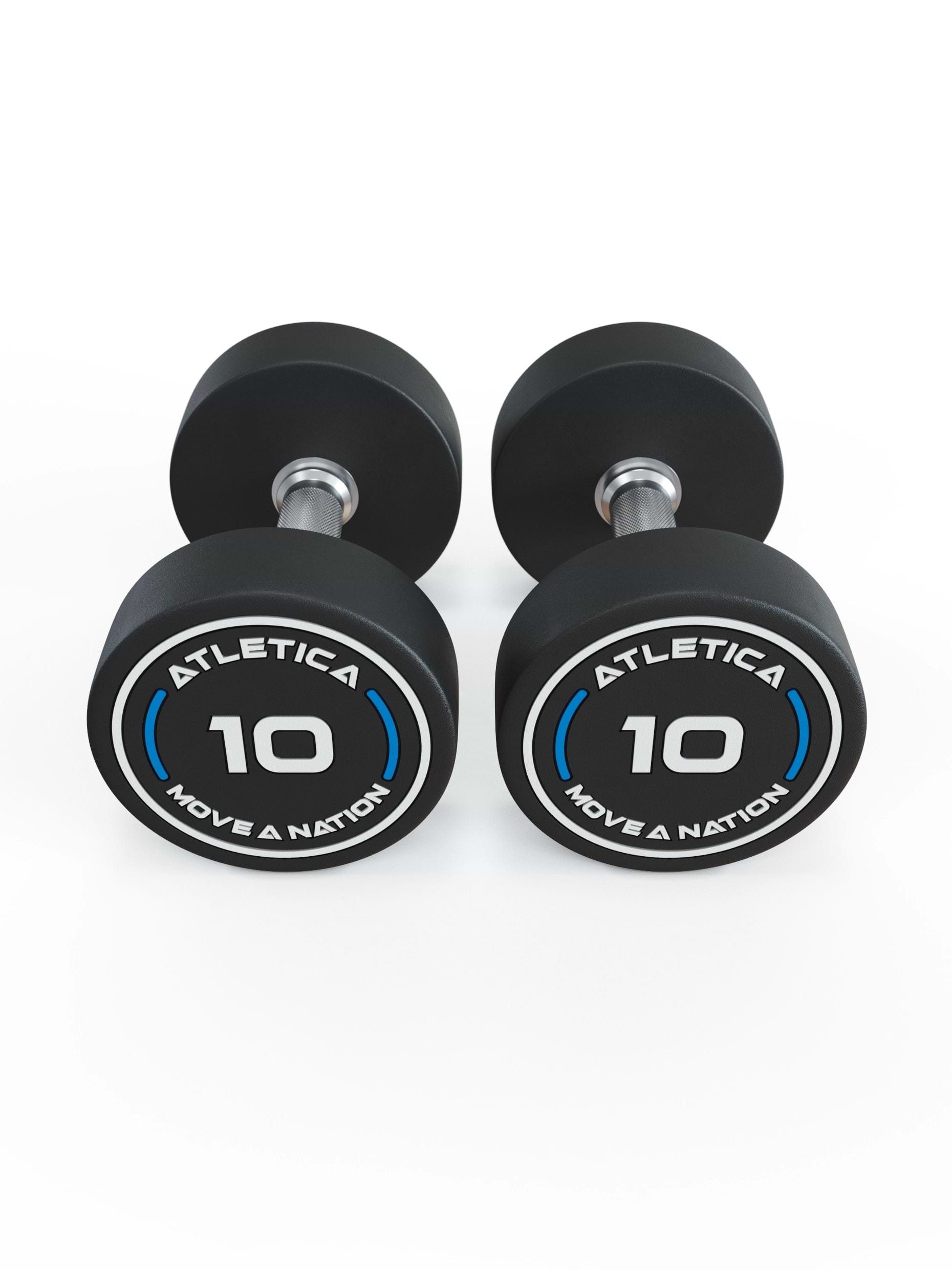 Gewichte: Rundhanteln, Polyurethan Rundhanteln (Paar)- Gerader Griff mit Hartchrom | CNC gefräster Stahlkern | Paarweise von 2.5 bis 60kg,