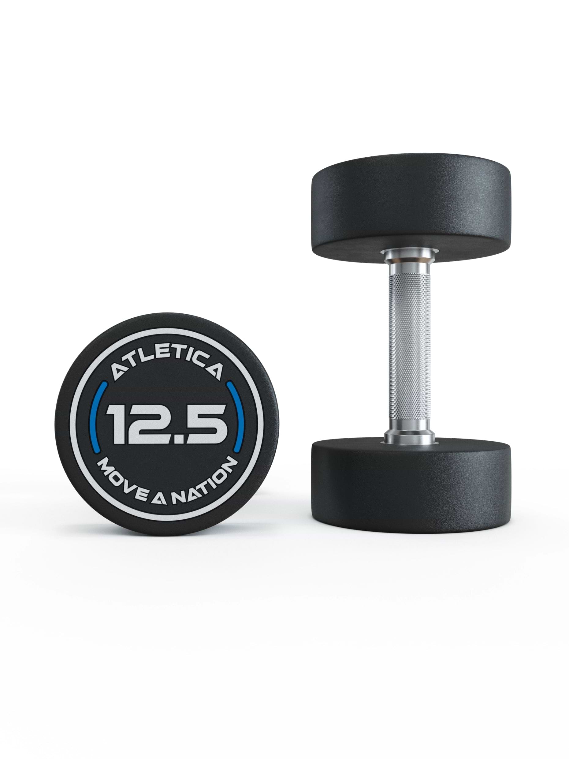 Gewichte: Rundhanteln, Polyurethan Rundhanteln (Paar)- Gerader Griff mit Hartchrom | CNC gefräster Stahlkern | Paarweise von 2.5 bis 60kg,