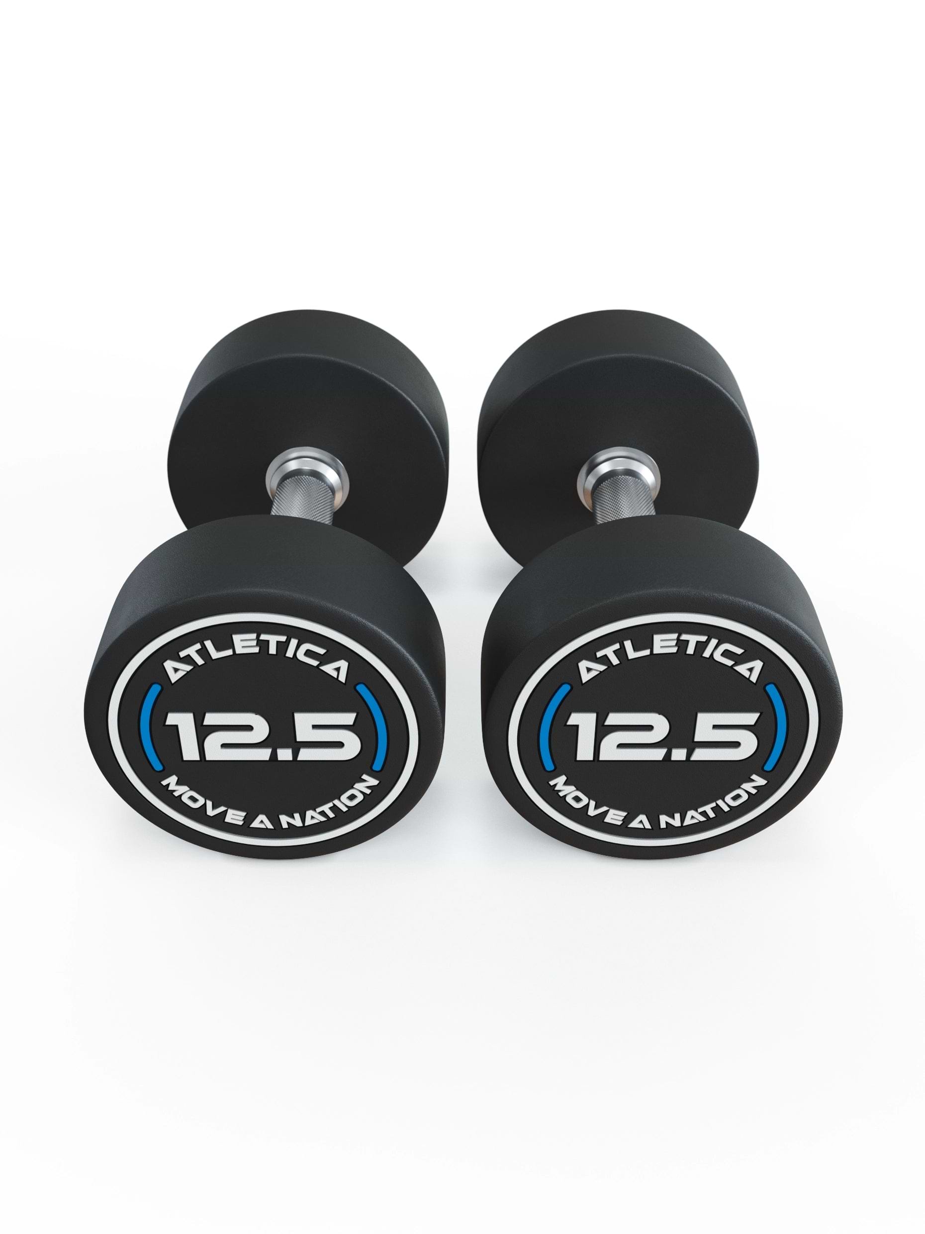 Gewichte: Rundhanteln, Polyurethan Rundhanteln (Paar)- Gerader Griff mit Hartchrom | CNC gefräster Stahlkern | Paarweise von 2.5 bis 60kg,