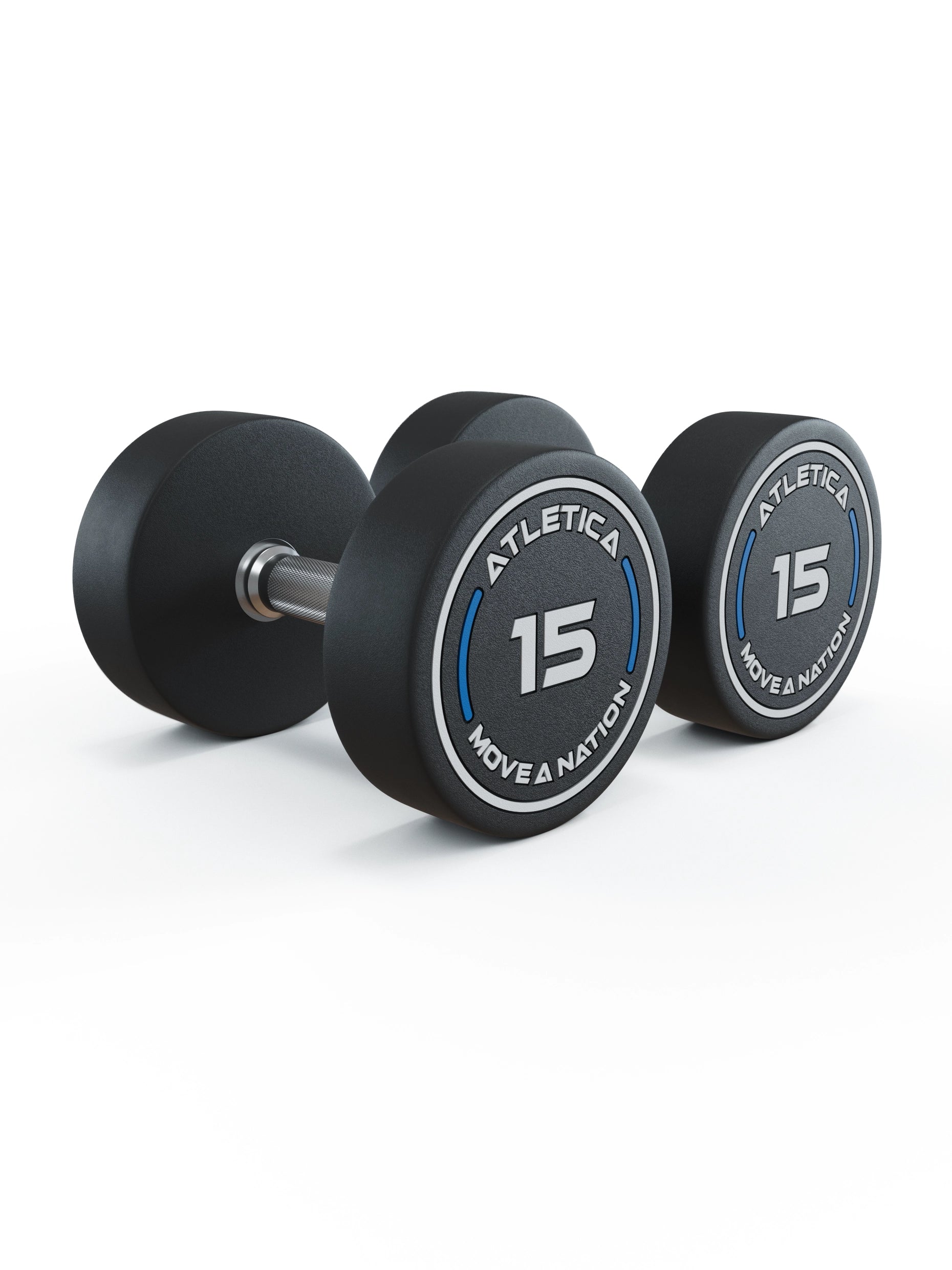 Gewichte: Rundhanteln, Polyurethan Rundhanteln (Paar)- Gerader Griff mit Hartchrom | CNC gefräster Stahlkern | Paarweise von 2.5 bis 60kg, 