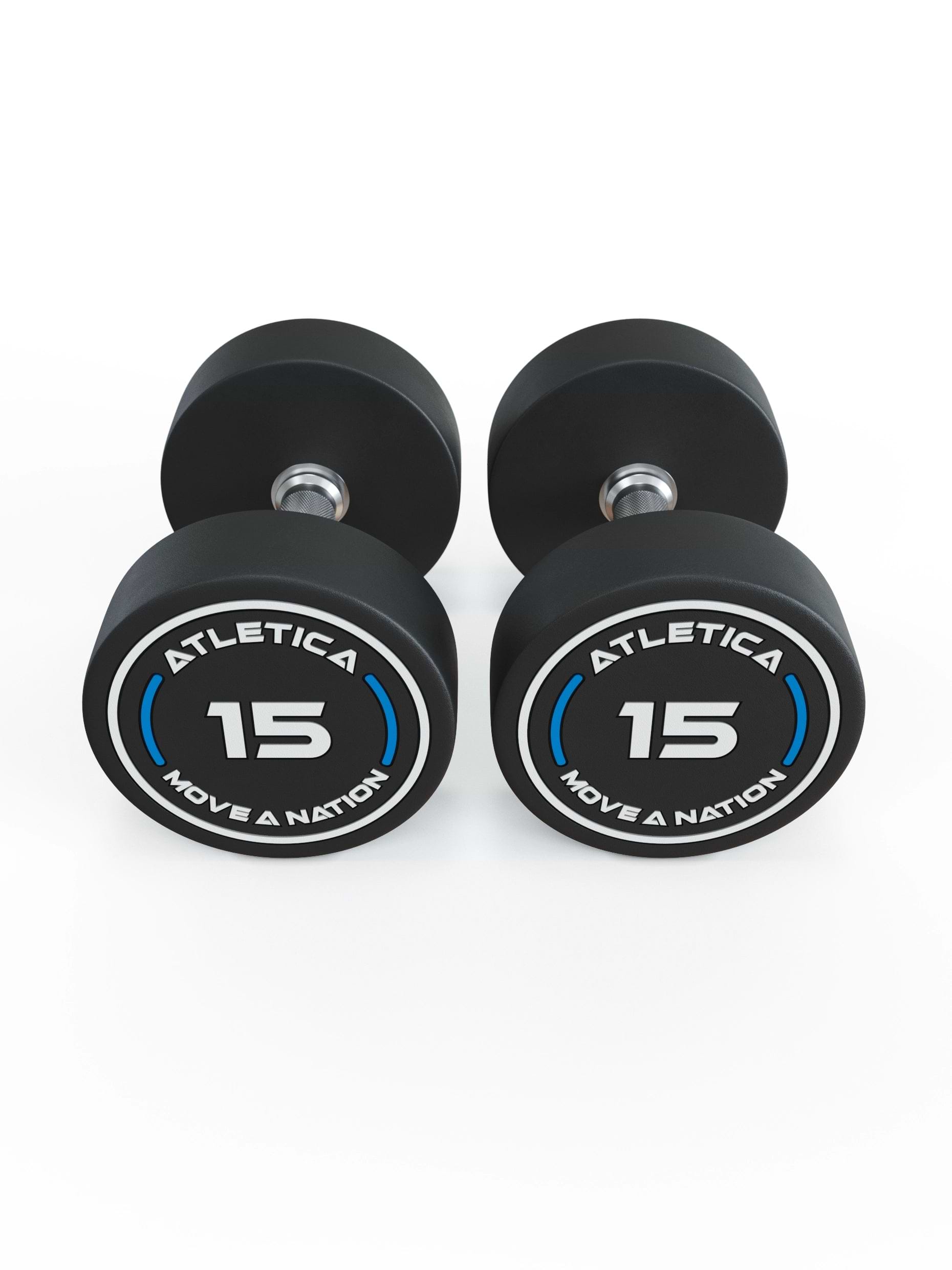 Gewichte: Rundhanteln, Polyurethan Rundhanteln (Paar)- Gerader Griff mit Hartchrom | CNC gefräster Stahlkern | Paarweise von 2.5 bis 60kg, 