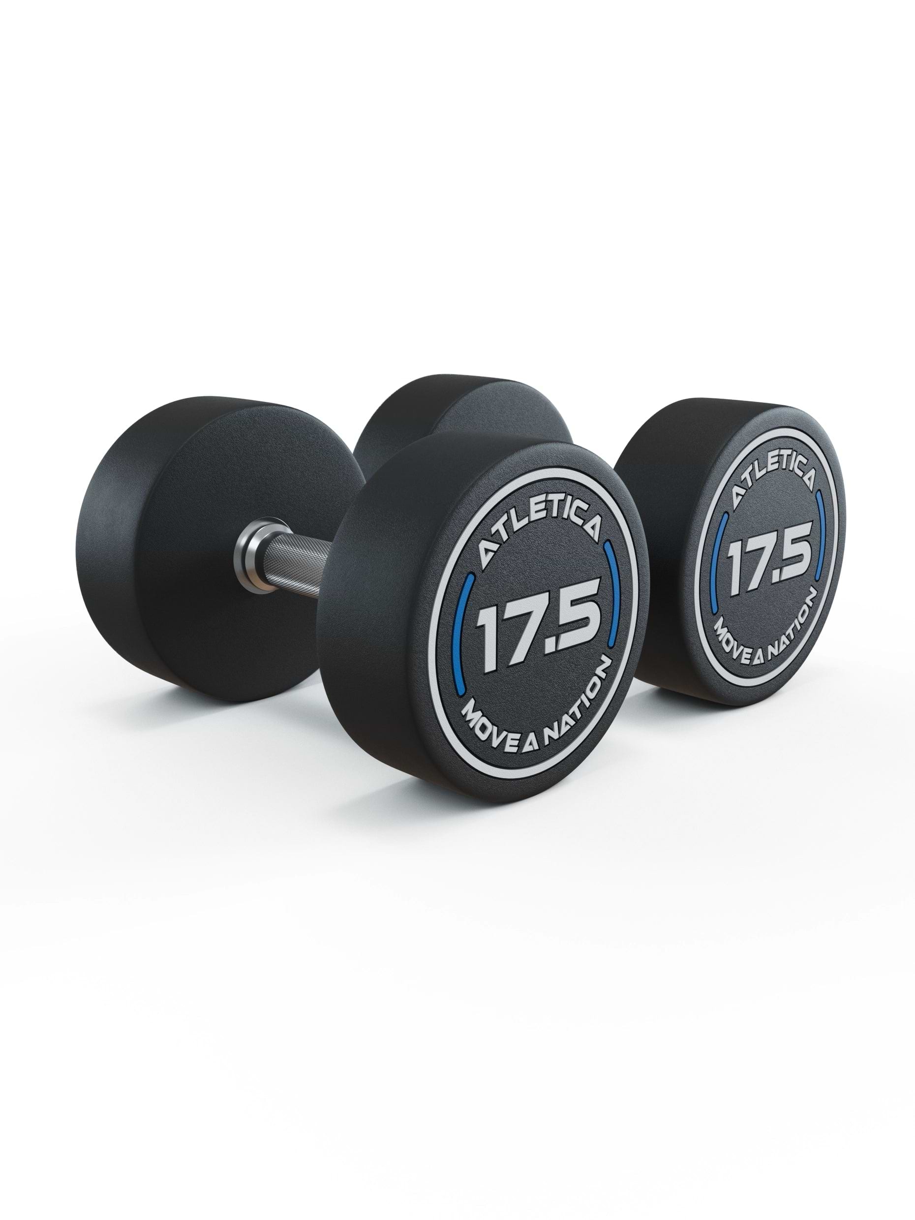 Gewichte: Rundhanteln, Polyurethan Rundhanteln (Paar)- Gerader Griff mit Hartchrom | CNC gefräster Stahlkern | Paarweise von 2.5 bis 60kg, 