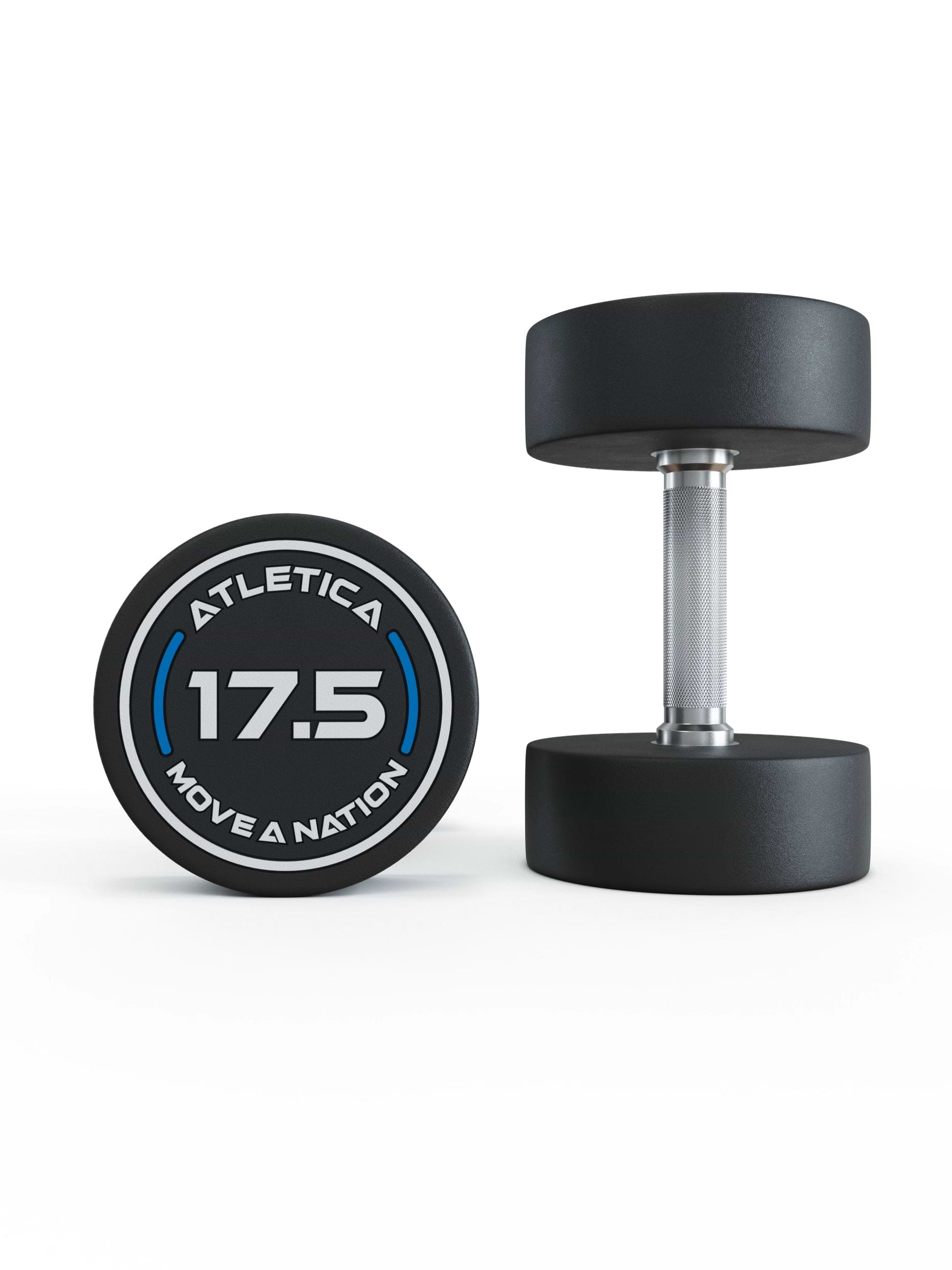 Gewichte: Rundhanteln, Polyurethan Rundhanteln (Paar)- Gerader Griff mit Hartchrom | CNC gefräster Stahlkern | Paarweise von 2.5 bis 60kg,