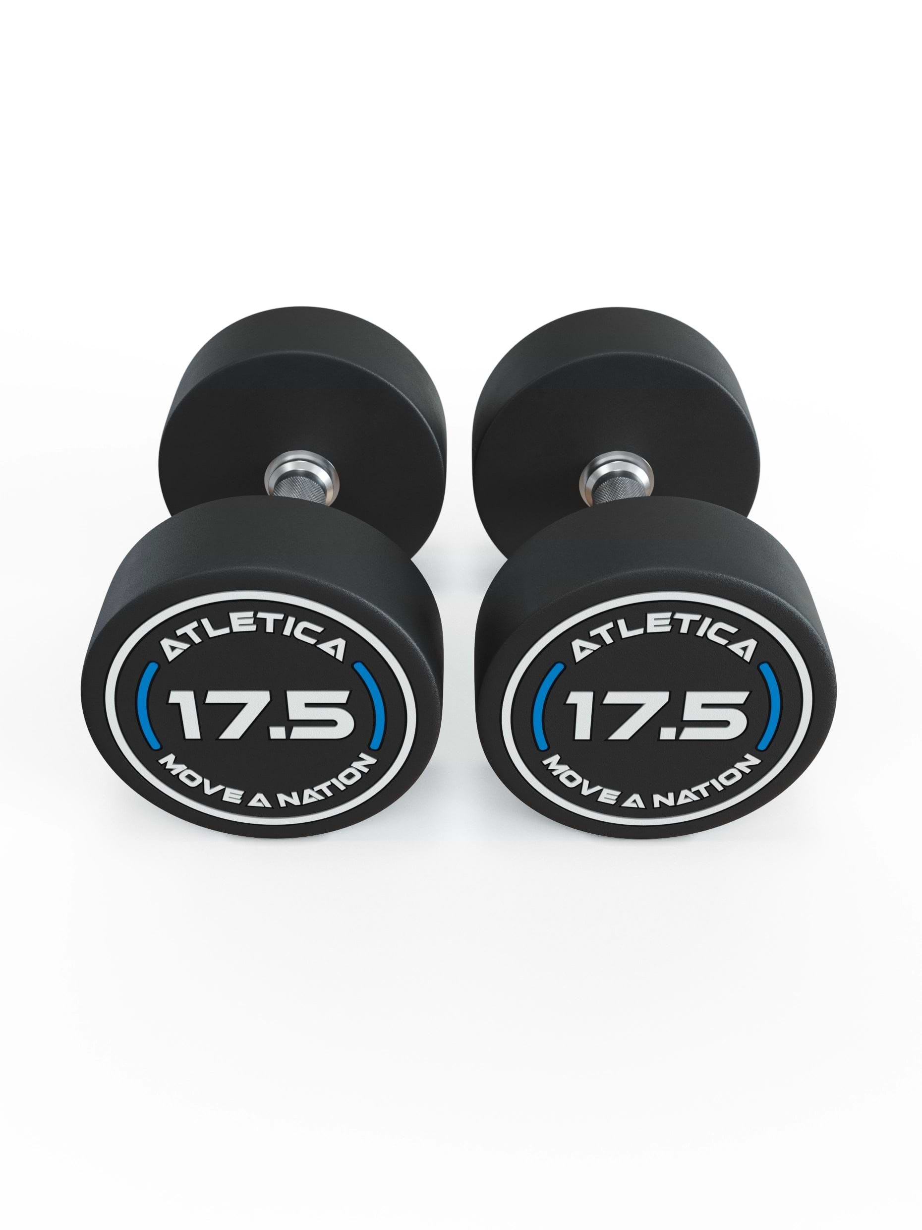 Gewichte: Rundhanteln, Polyurethan Rundhanteln (Paar)- Gerader Griff mit Hartchrom | CNC gefräster Stahlkern | Paarweise von 2.5 bis 60kg,