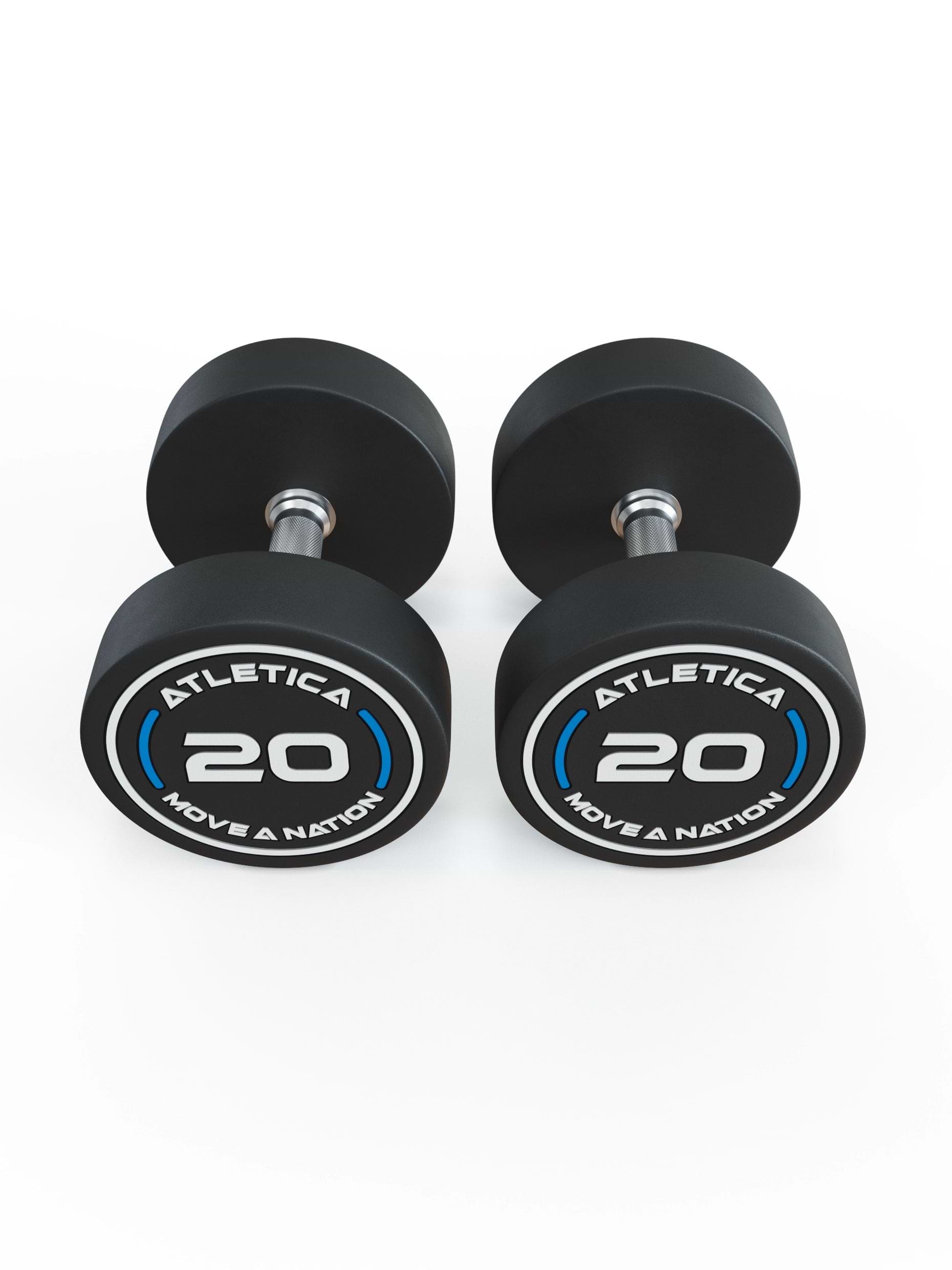 Gewichte: Rundhanteln, Polyurethan Rundhanteln (Paar)- Gerader Griff mit Hartchrom | CNC gefräster Stahlkern | Paarweise von 2.5 bis 60kg, 