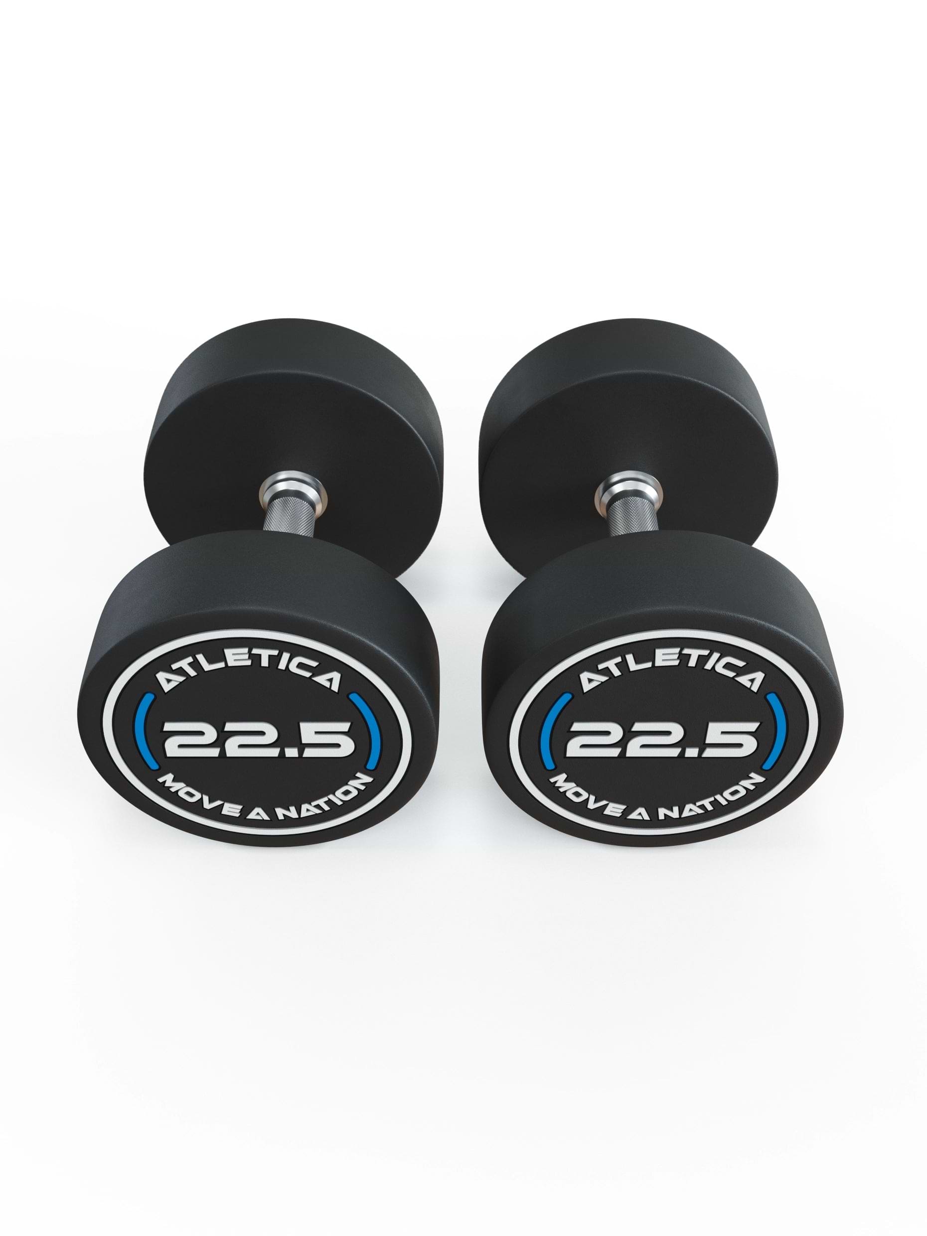 Gewichte: Rundhanteln, Polyurethan Rundhanteln (Paar)- Gerader Griff mit Hartchrom | CNC gefräster Stahlkern | Paarweise von 2.5 bis 60kg,