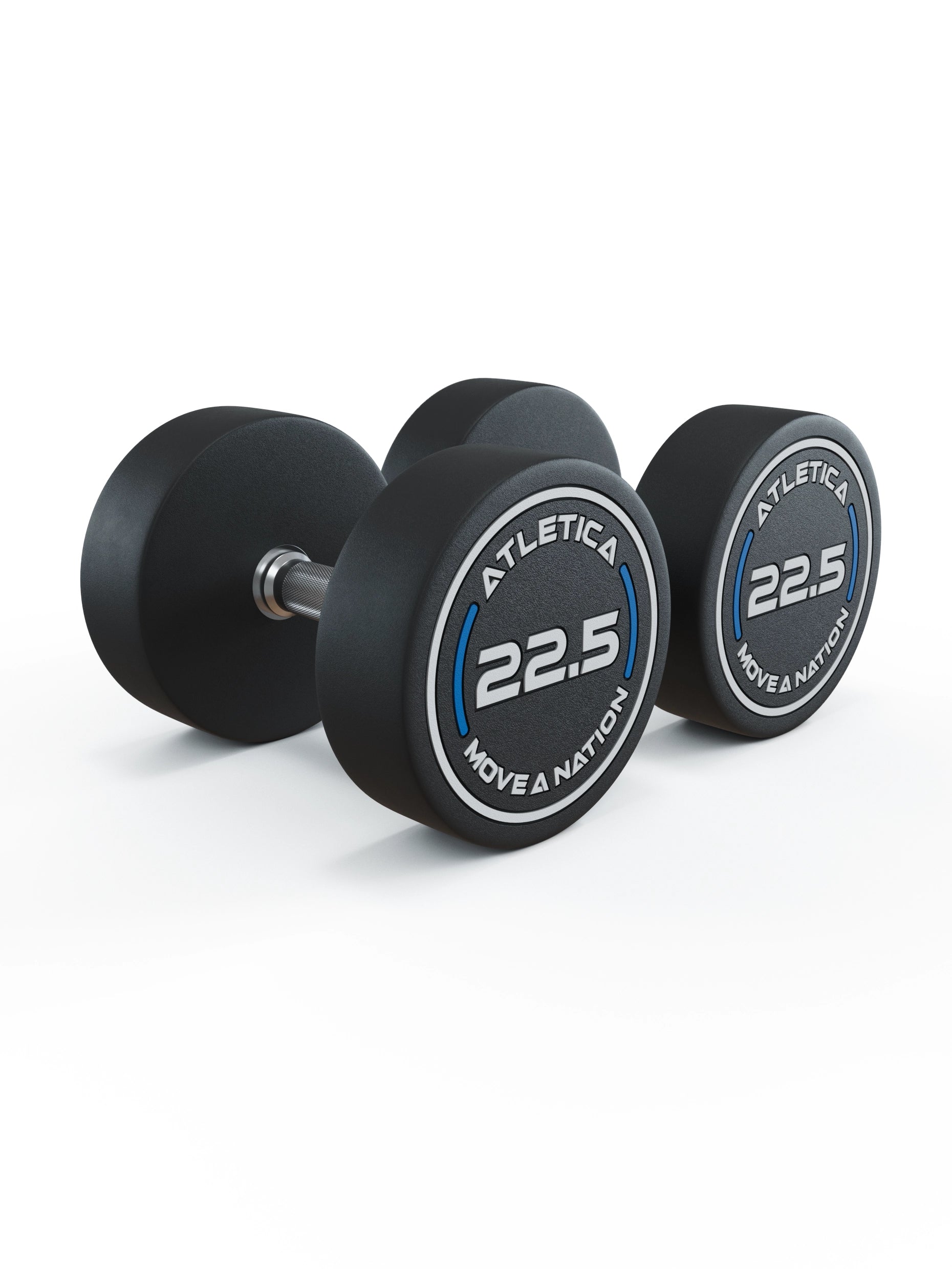 Gewichte: Rundhanteln, Polyurethan Rundhanteln (Paar)- Gerader Griff mit Hartchrom | CNC gefräster Stahlkern | Paarweise von 2.5 bis 60kg,