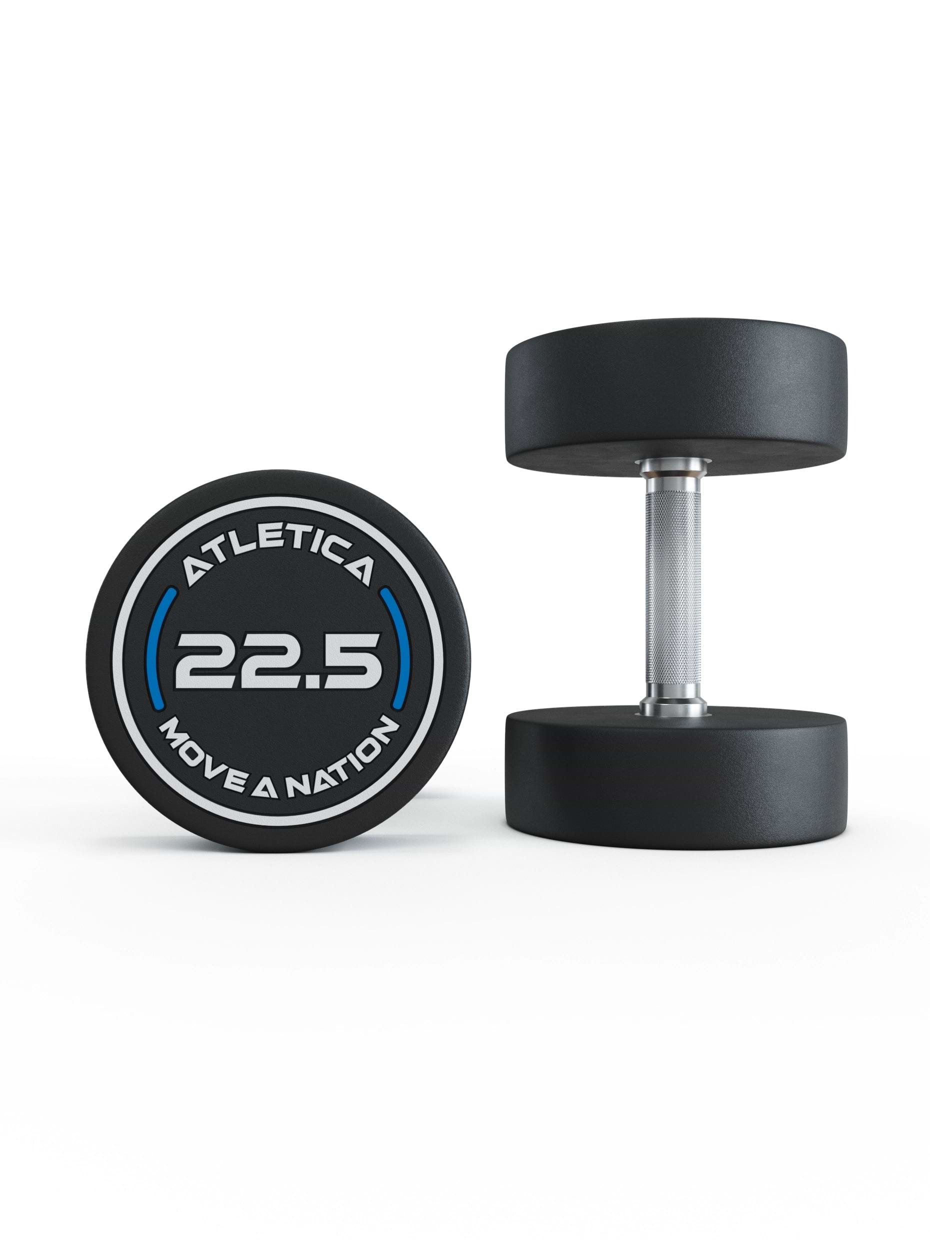 Gewichte: Rundhanteln, Polyurethan Rundhanteln (Paar)- Gerader Griff mit Hartchrom | CNC gefräster Stahlkern | Paarweise von 2.5 bis 60kg, 