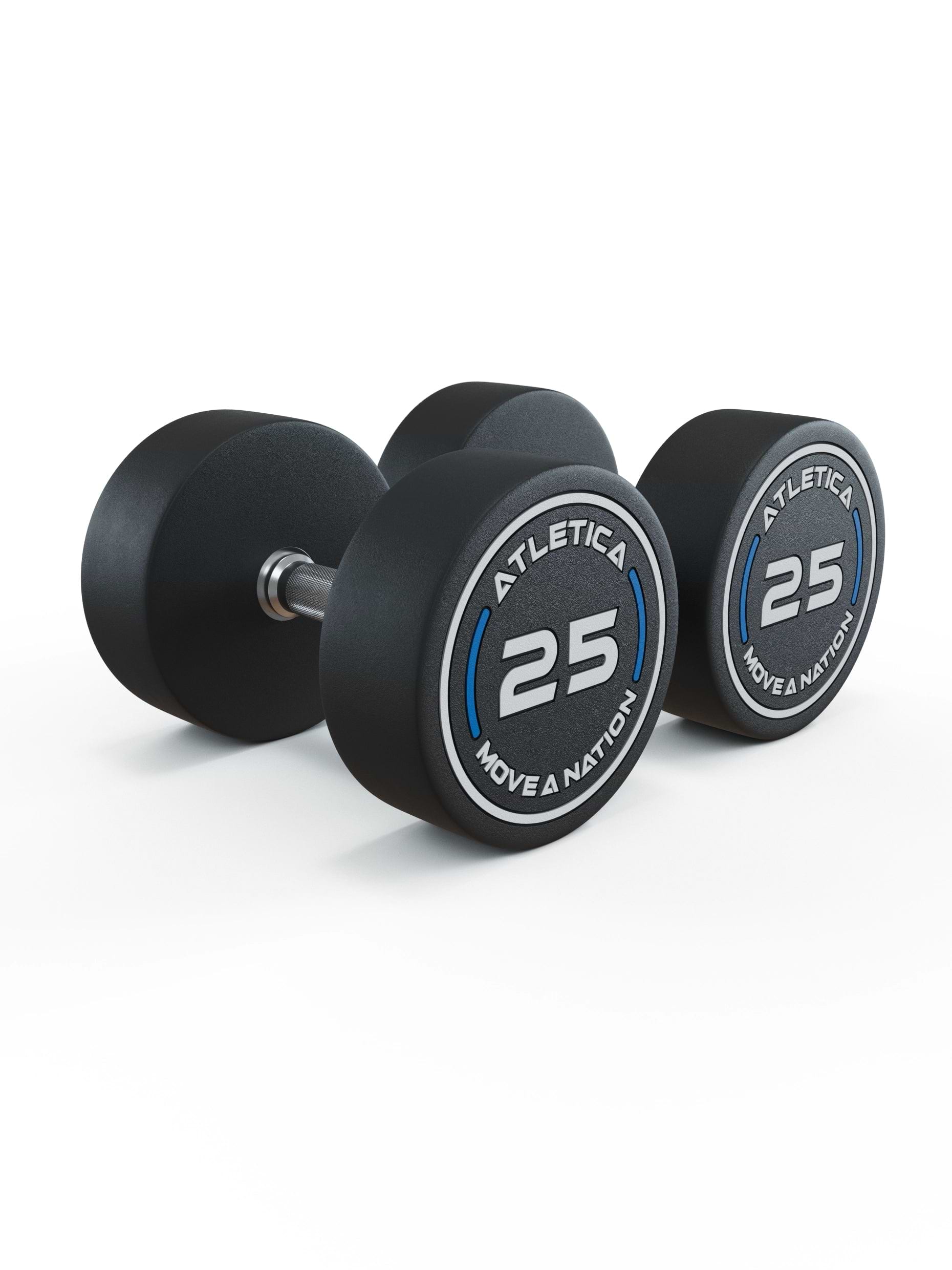 Gewichte: Rundhanteln, Polyurethan Rundhanteln (Paar)- Gerader Griff mit Hartchrom | CNC gefräster Stahlkern | Paarweise von 2.5 bis 60kg,