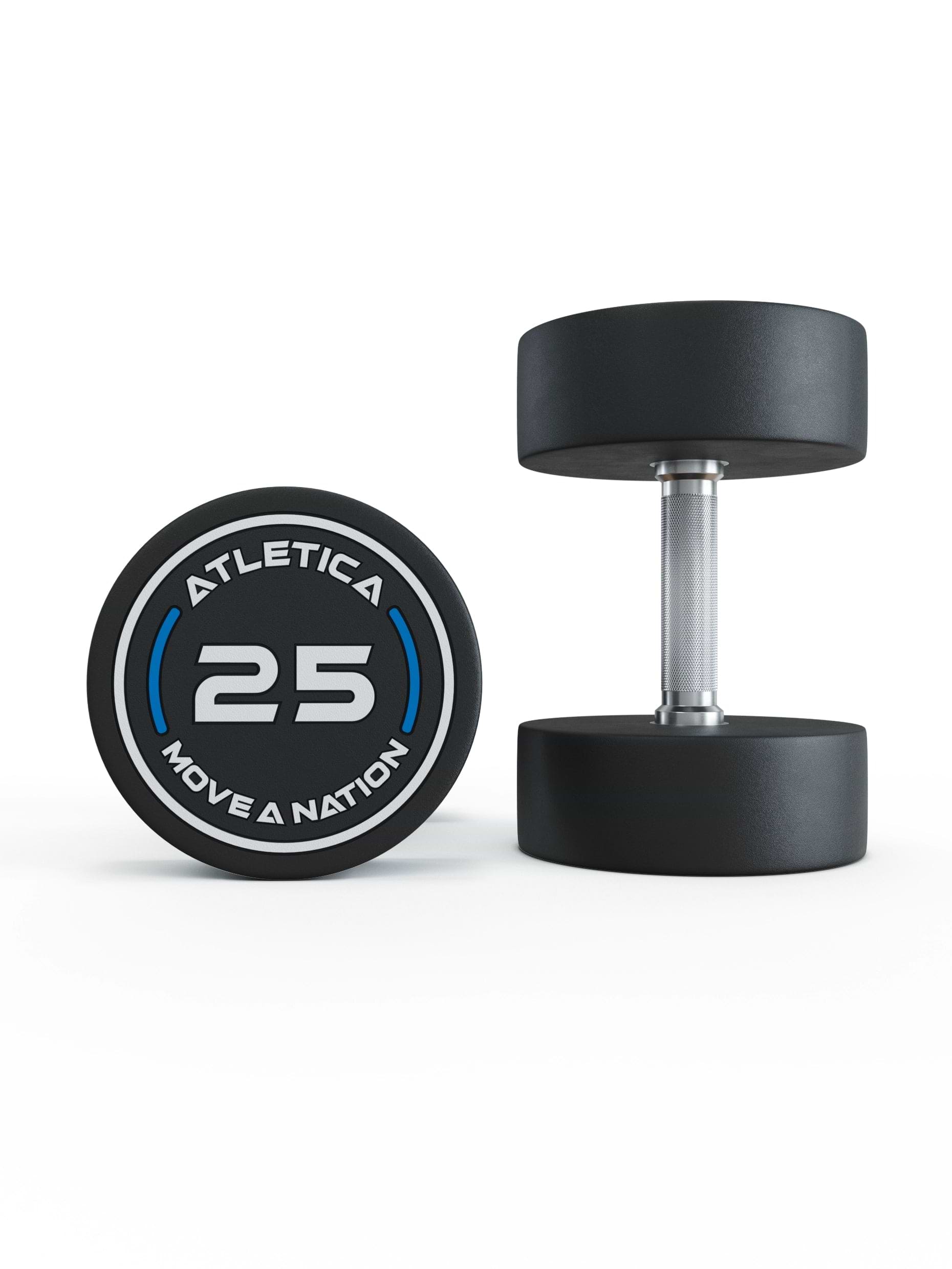 Gewichte: Rundhanteln, Polyurethan Rundhanteln (Paar)- Gerader Griff mit Hartchrom | CNC gefräster Stahlkern | Paarweise von 2.5 bis 60kg, 