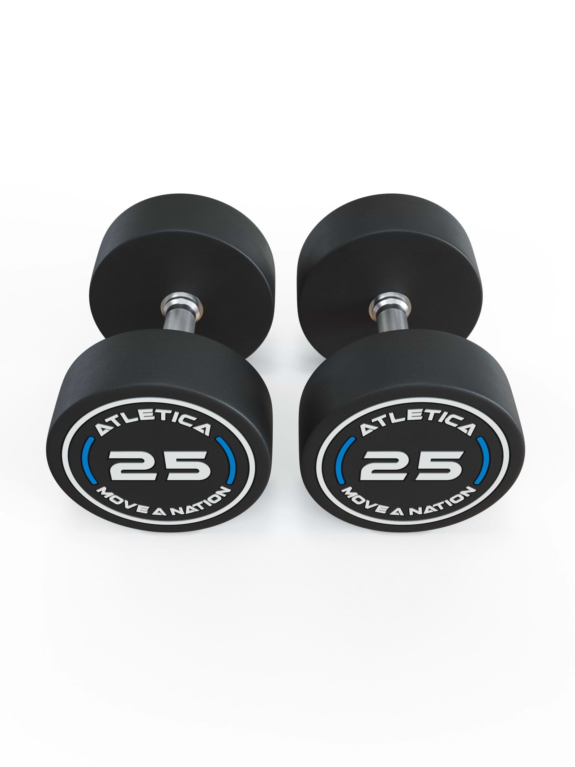 Gewichte: Rundhanteln, Polyurethan Rundhanteln (Paar)- Gerader Griff mit Hartchrom | CNC gefräster Stahlkern | Paarweise von 2.5 bis 60kg,