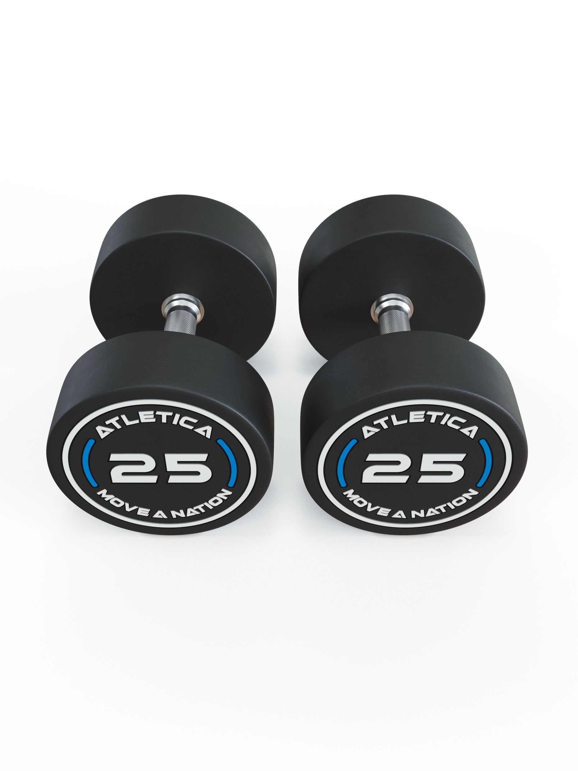 Gewichte: Rundhanteln, Polyurethan Rundhanteln (Paar)- Gerader Griff mit Hartchrom | CNC gefräster Stahlkern | Paarweise von 2.5 bis 60kg, 