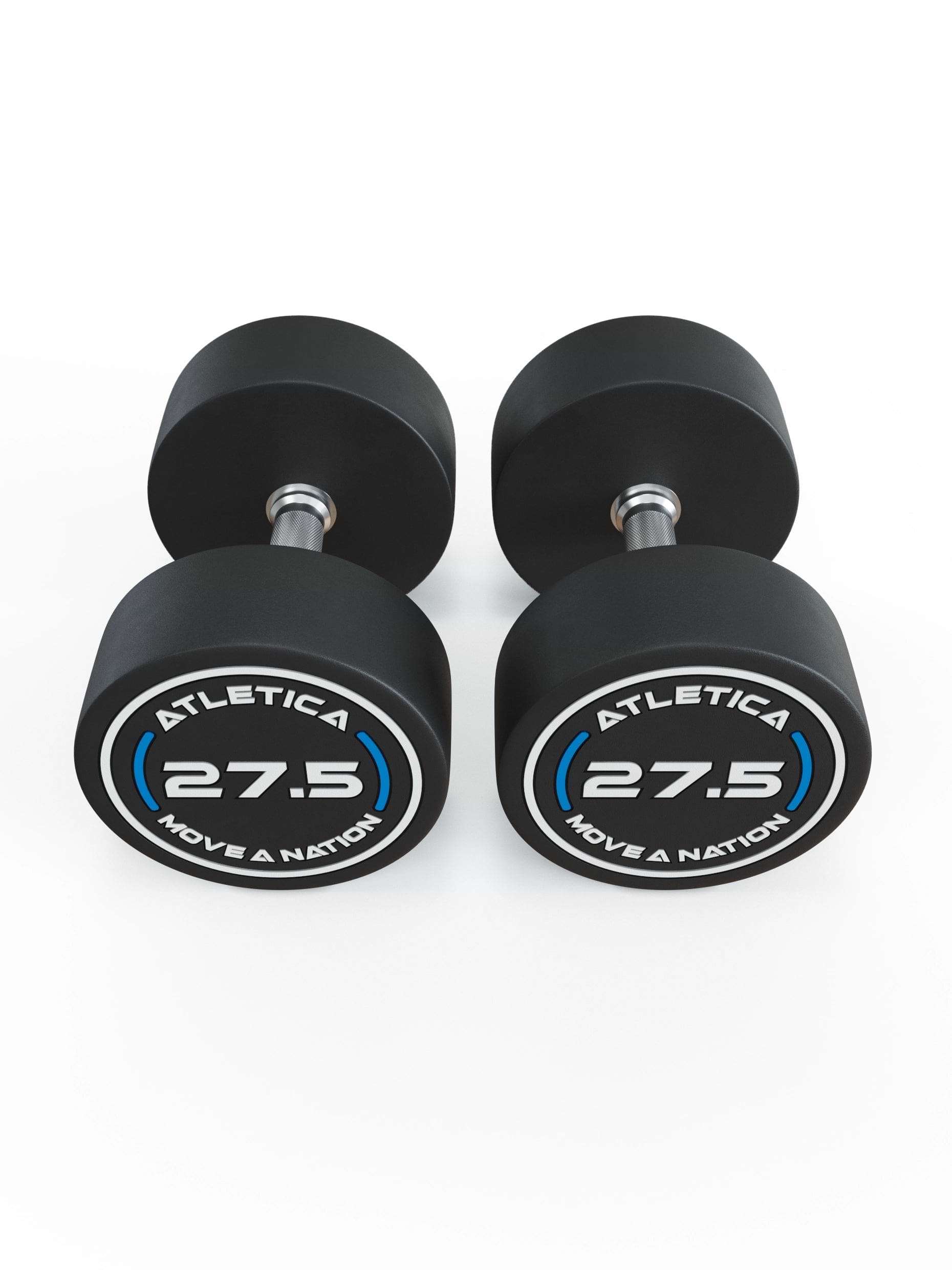 Gewichte: Rundhanteln, Polyurethan Rundhanteln (Paar)- Gerader Griff mit Hartchrom | CNC gefräster Stahlkern | Paarweise von 2.5 bis 60kg, 