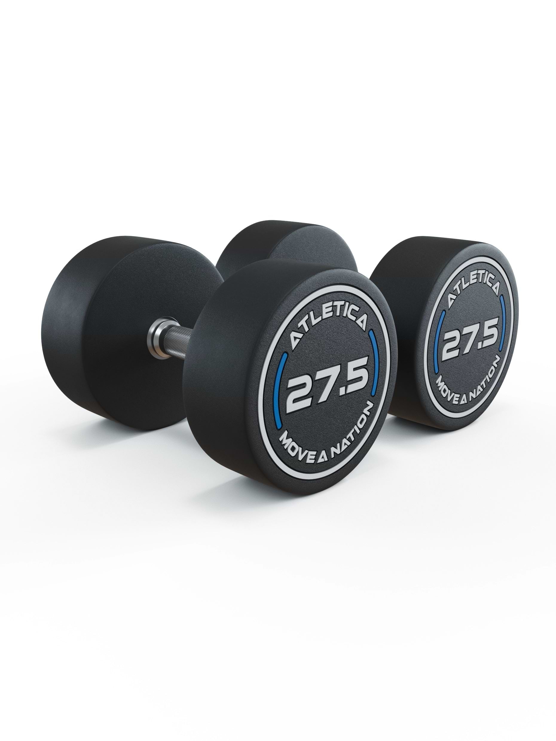 Gewichte: Rundhanteln, Polyurethan Rundhanteln (Paar)- Gerader Griff mit Hartchrom | CNC gefräster Stahlkern | Paarweise von 2.5 bis 60kg,