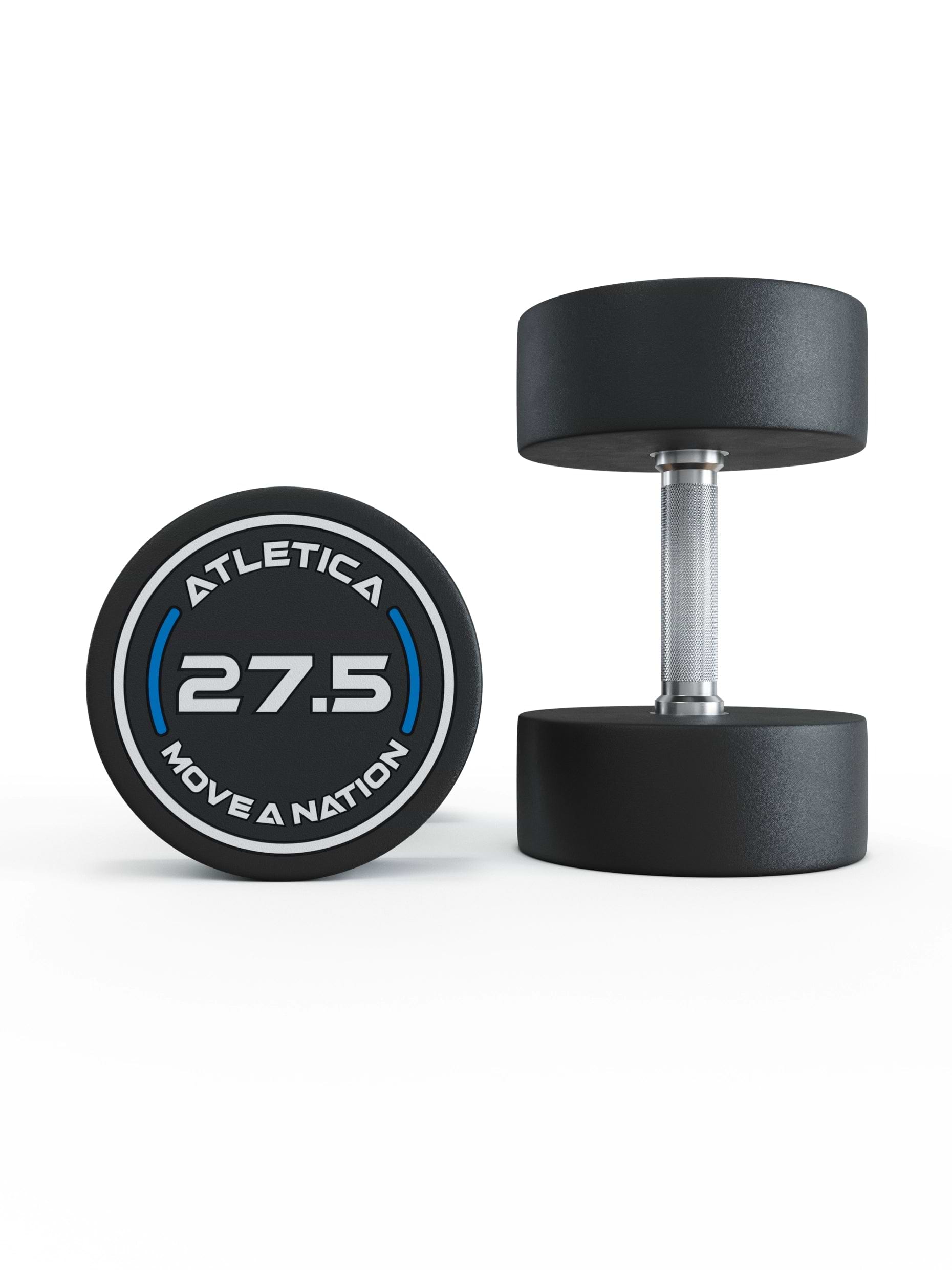 Gewichte: Rundhanteln, Polyurethan Rundhanteln (Paar)- Gerader Griff mit Hartchrom | CNC gefräster Stahlkern | Paarweise von 2.5 bis 60kg, 