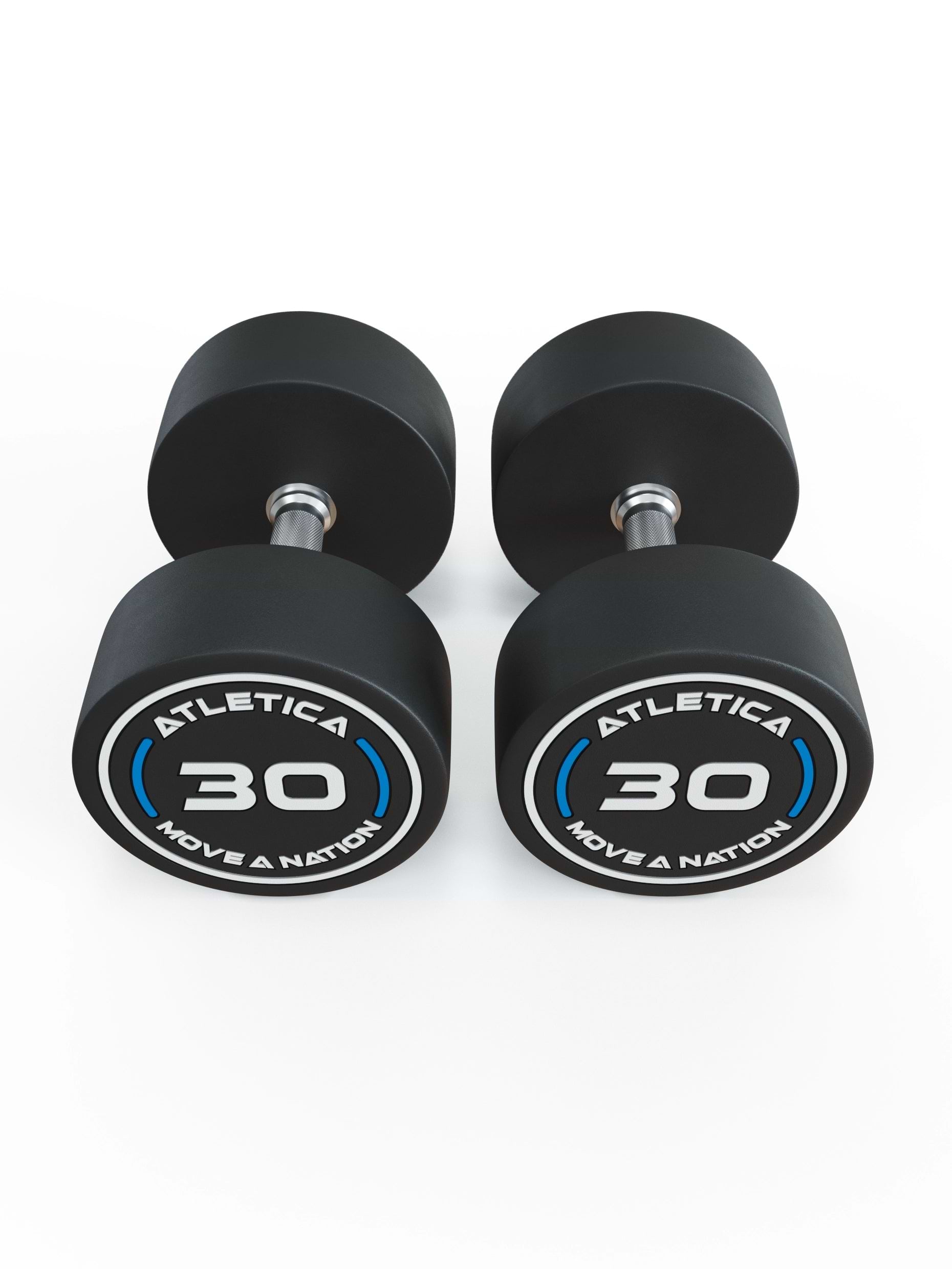 Gewichte: Rundhanteln, Polyurethan Rundhanteln (Paar)- Gerader Griff mit Hartchrom | CNC gefräster Stahlkern | Paarweise von 2.5 bis 60kg, 