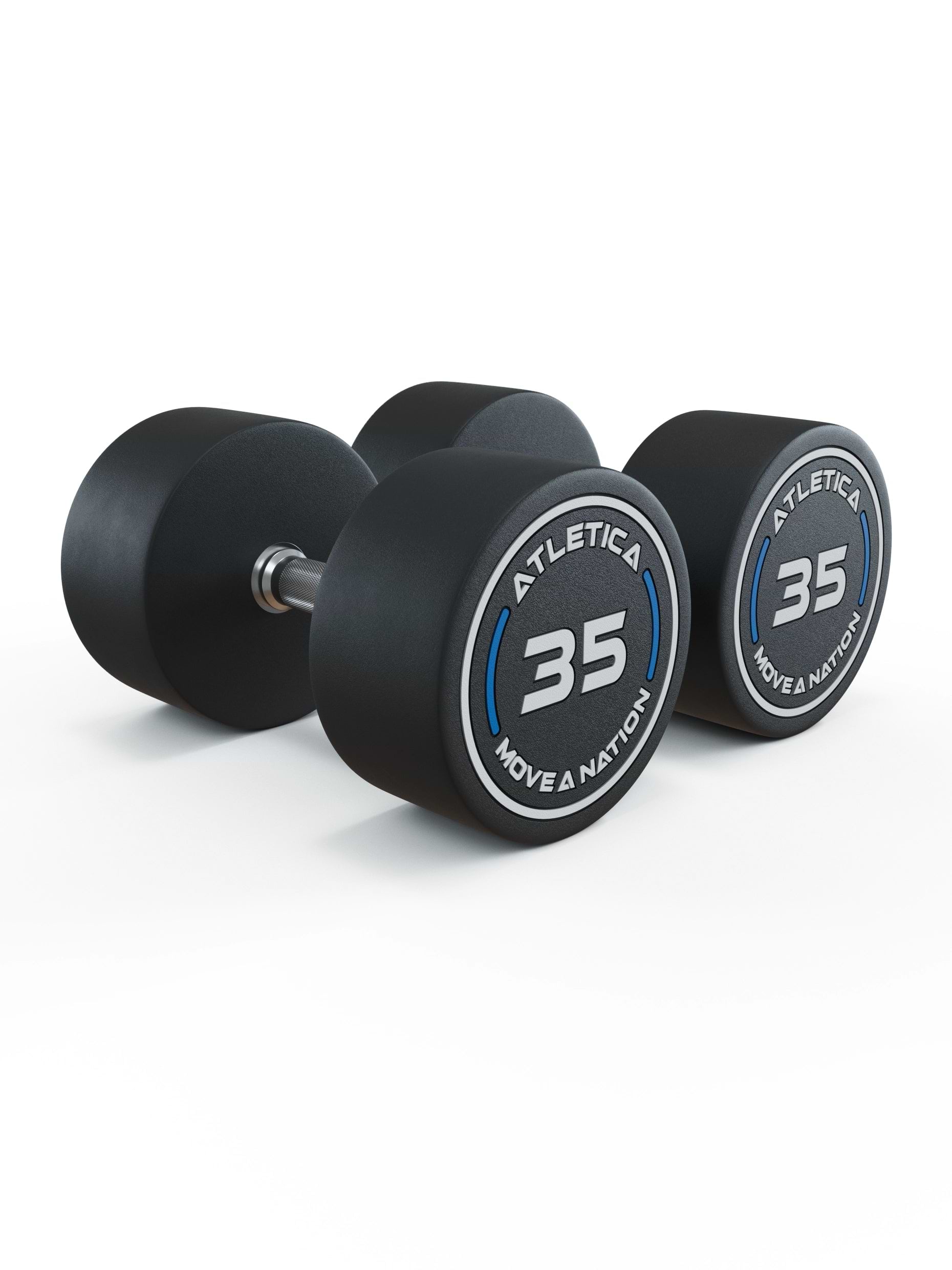 Gewichte: Rundhanteln, Polyurethan Rundhanteln (Paar)- Gerader Griff mit Hartchrom | CNC gefräster Stahlkern | Paarweise von 2.5 bis 60kg,