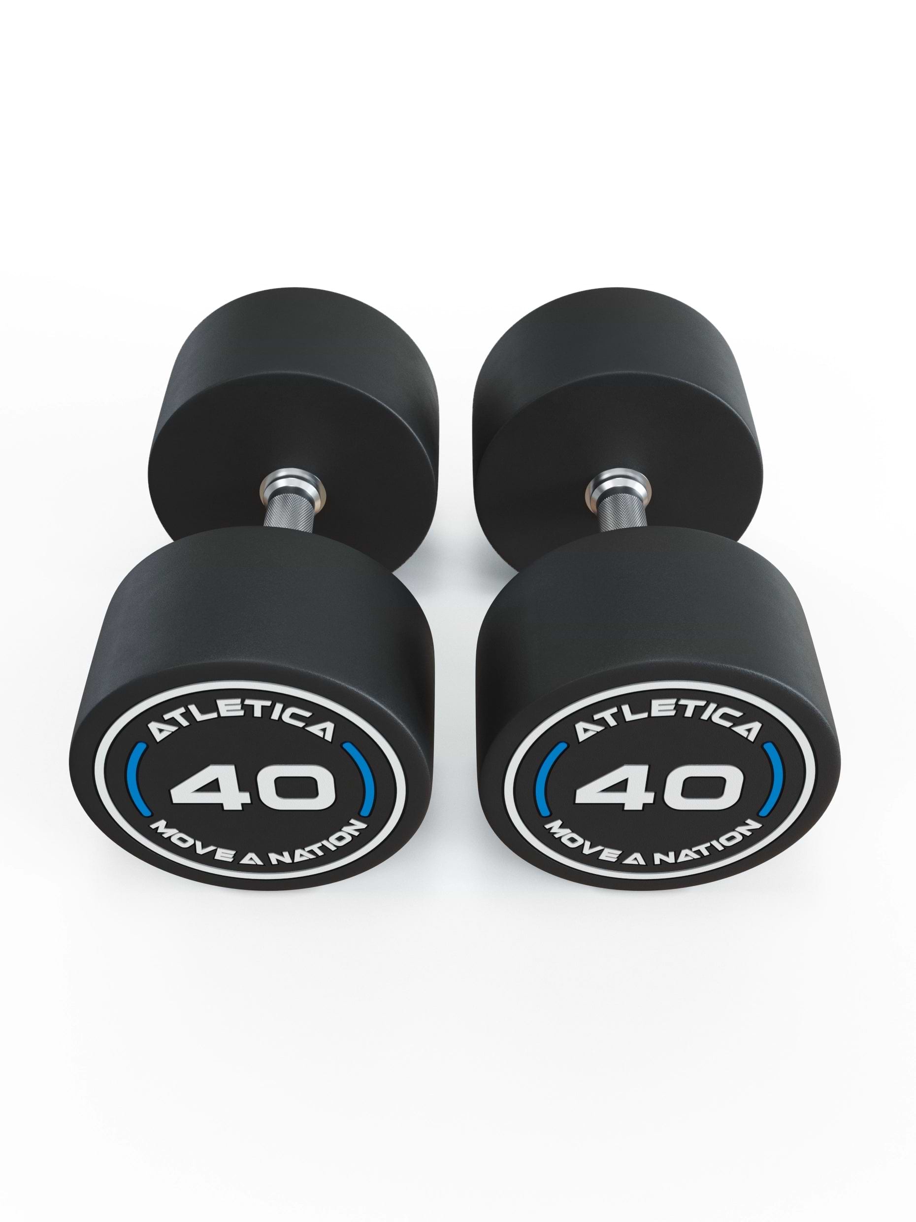 Gewichte: Rundhanteln, Polyurethan Rundhanteln (Paar)- Gerader Griff mit Hartchrom | CNC gefräster Stahlkern | Paarweise von 2.5 bis 60kg, 