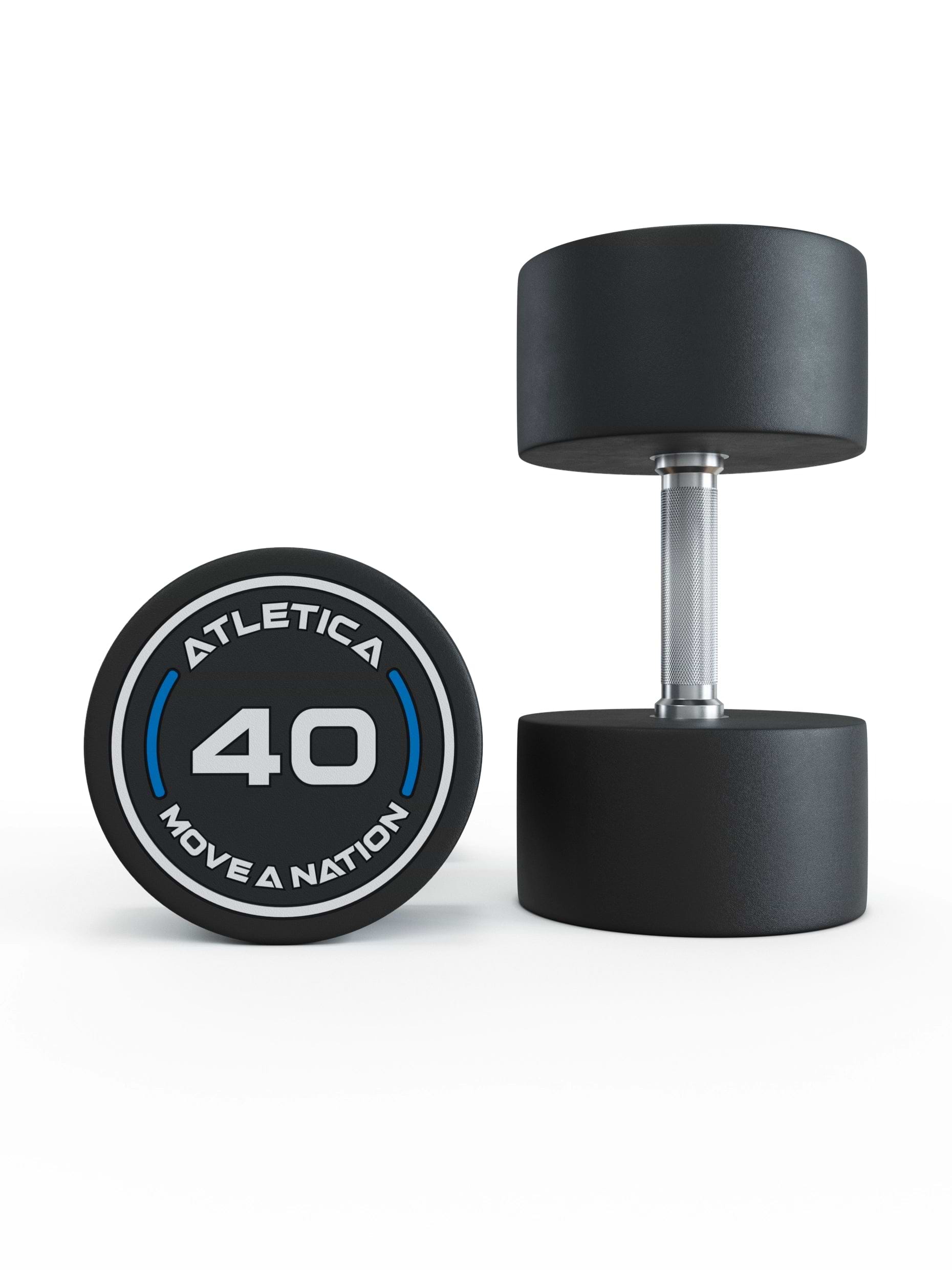 Gewichte: Rundhanteln, Polyurethan Rundhanteln (Paar)- Gerader Griff mit Hartchrom | CNC gefräster Stahlkern | Paarweise von 2.5 bis 60kg, 